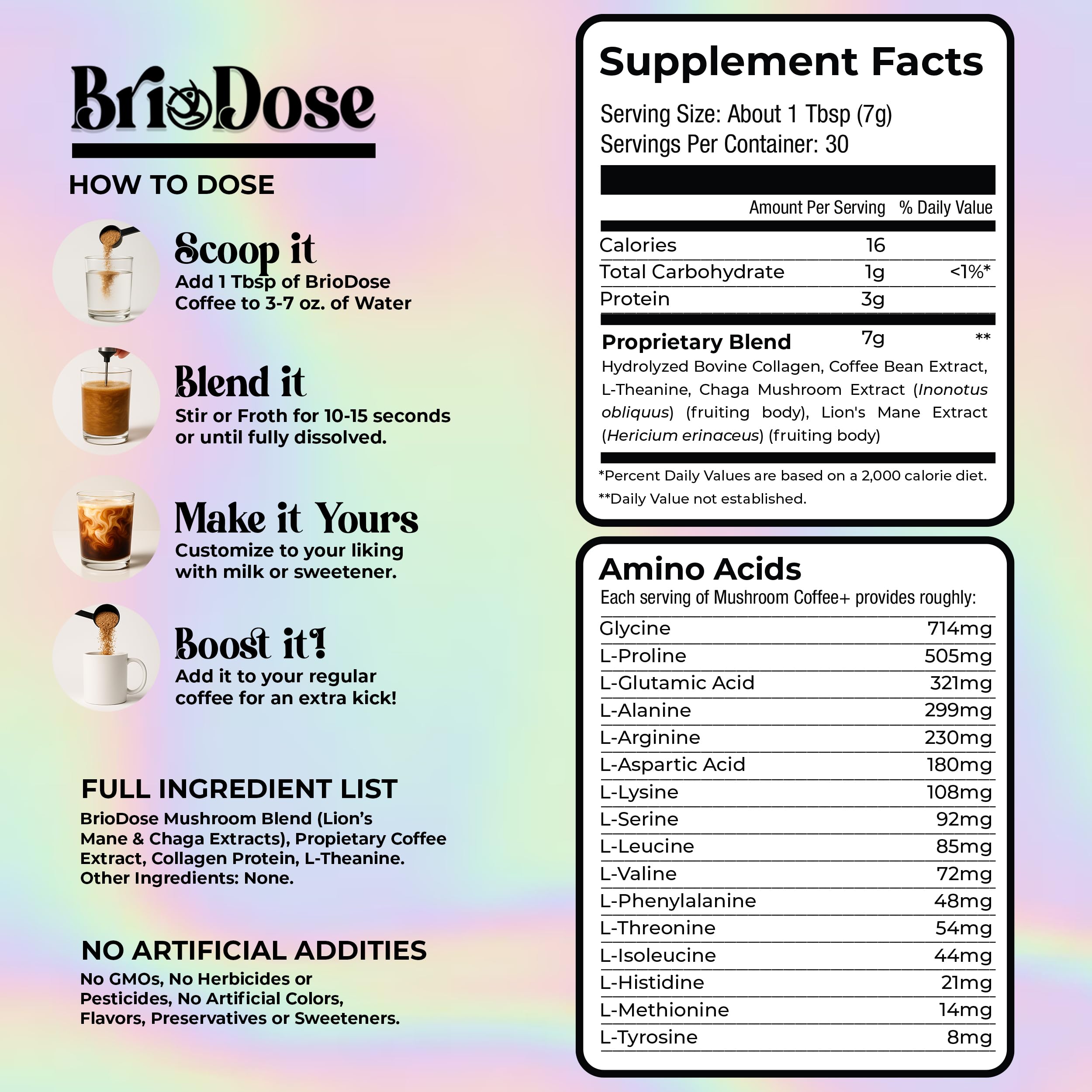 BRIODOSE MUSHROOM COFFEE scoop with powder