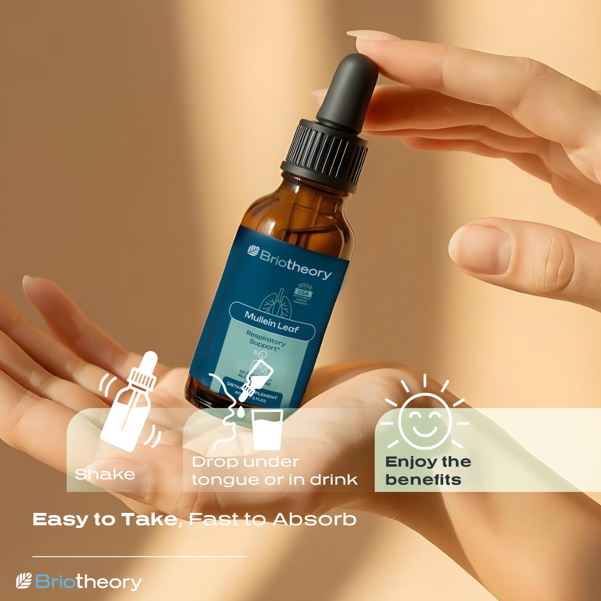 BRIOTHEORY Mullein Leaf Extract Tincture 1000mg dropper