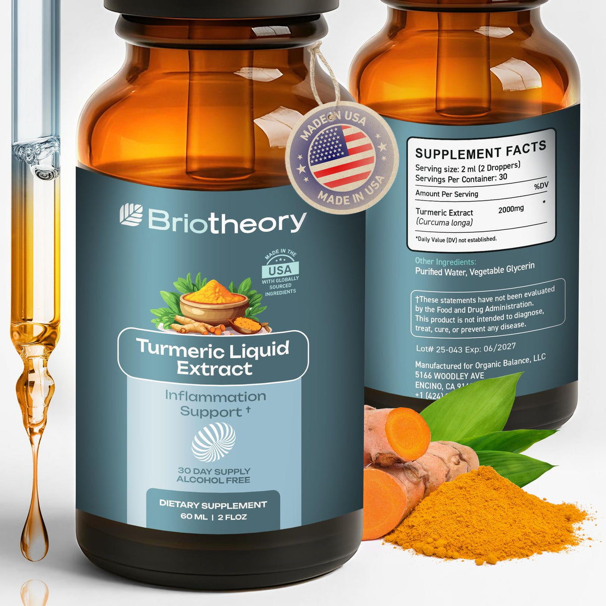BRIOTHEORY Turmeric Root Extract Tincture front view