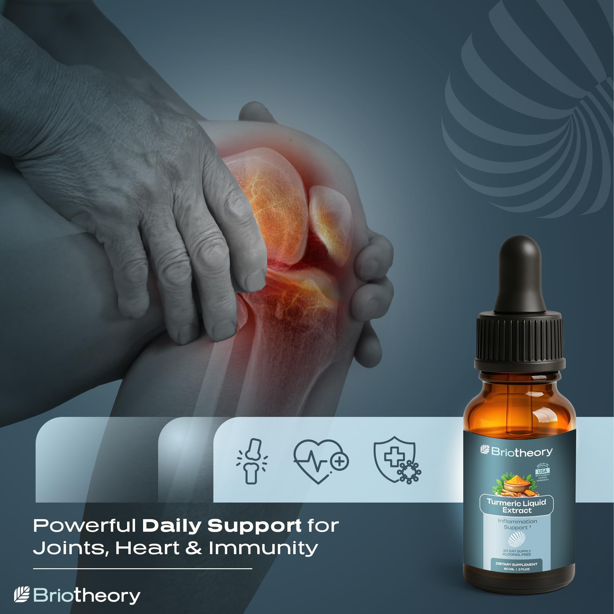 BRIOTHEORY Turmeric Root Extract Tincture label close-up