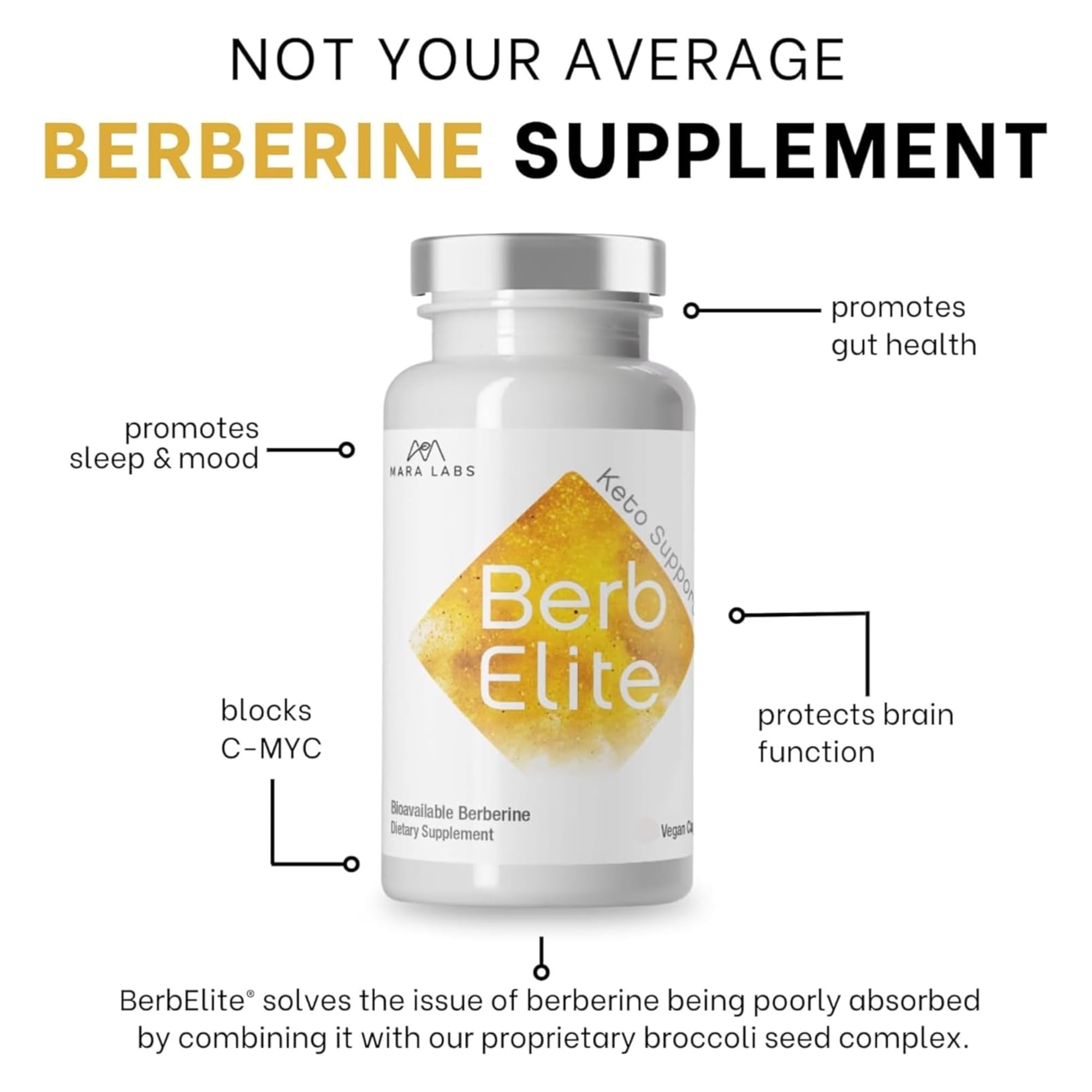BrocElite BerbElite back of bottle with ingredient list