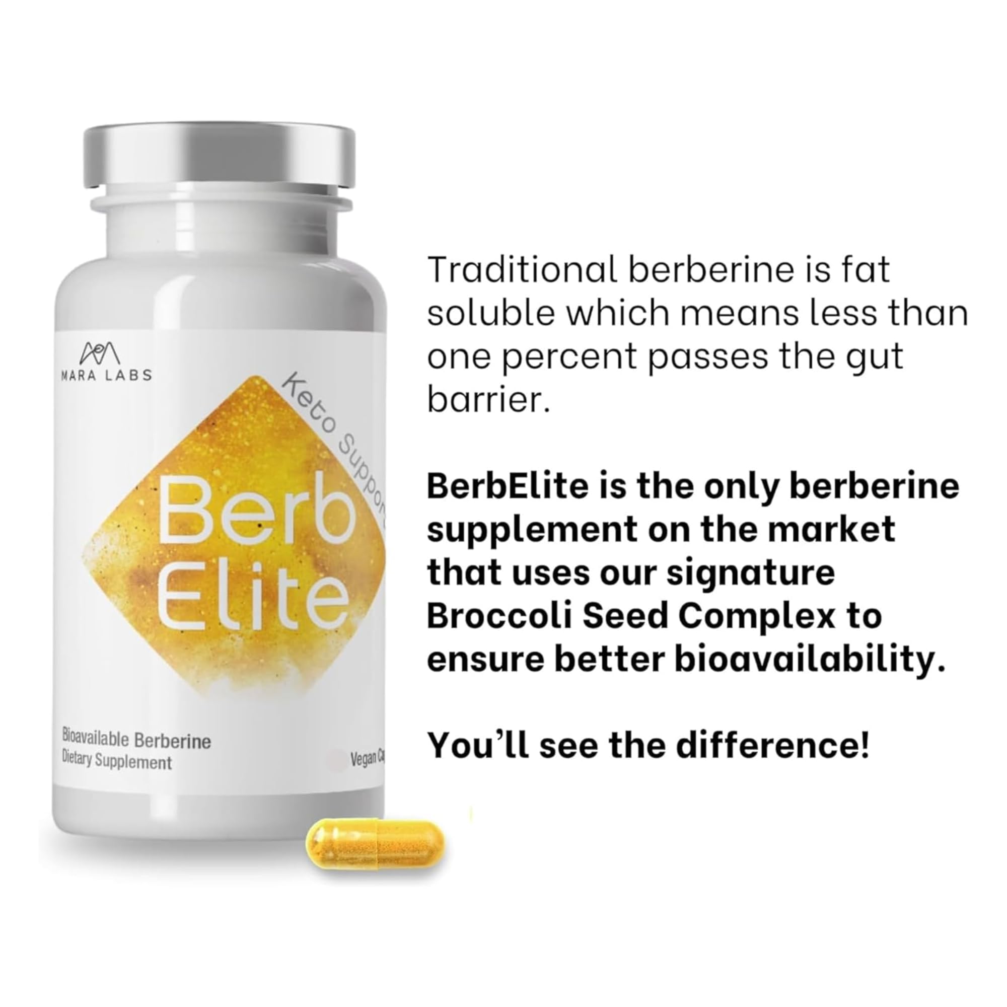 BrocElite BerbElite capsules on a wooden surface