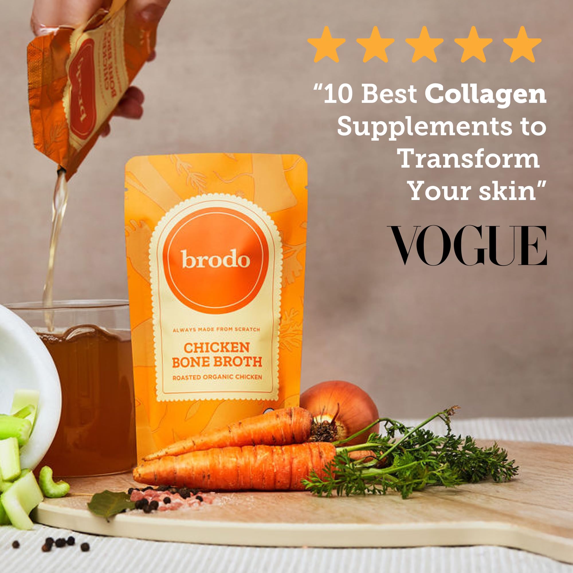 Brodo Organic Chicken Collagen Bone Broth pouch back view