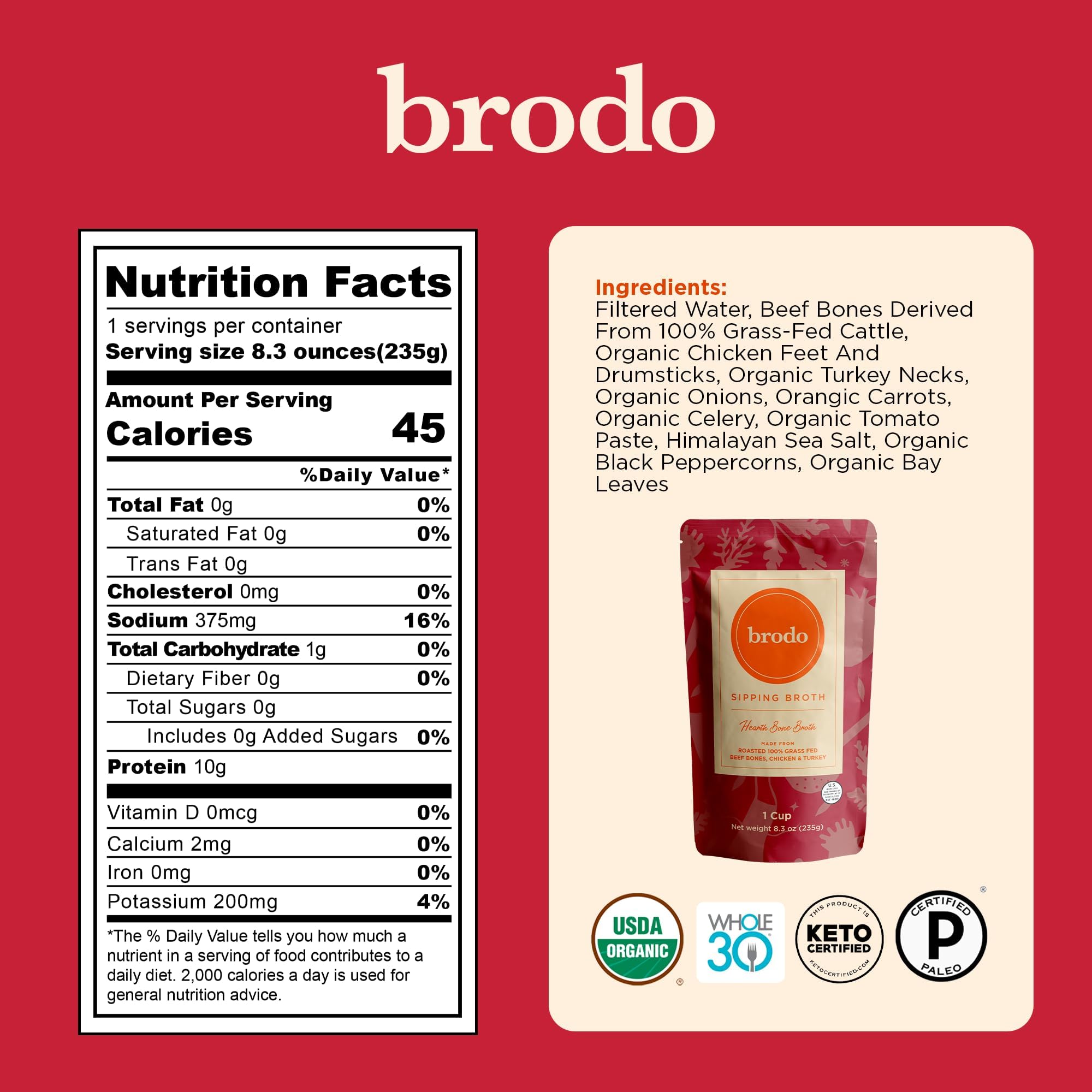 Brodo Organic Collagen Bone Broth 1412g back view