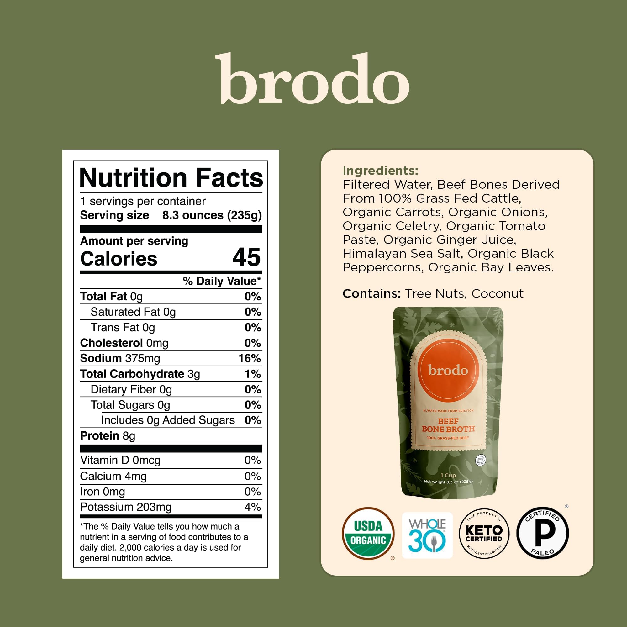 Brodo Organic Collagen Bone Broth 1412g being poured