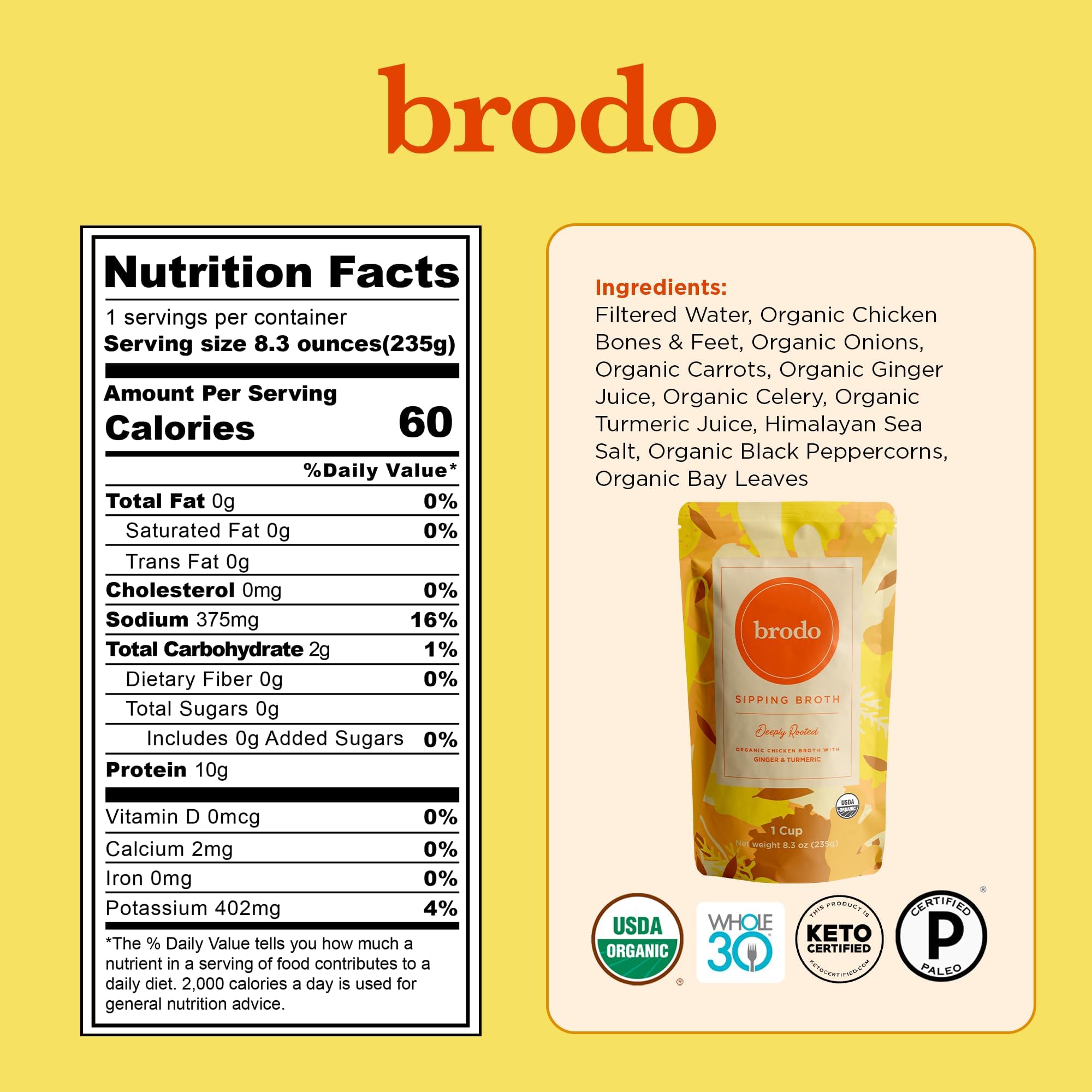 Brodo Organic Variety Collagen Bone Broth in a bowl