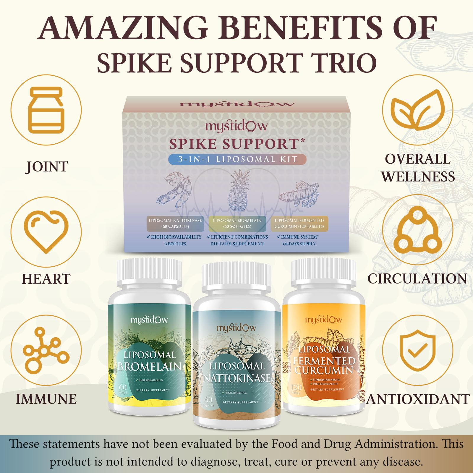 Bromelain capsule from Mystidow supplement trio