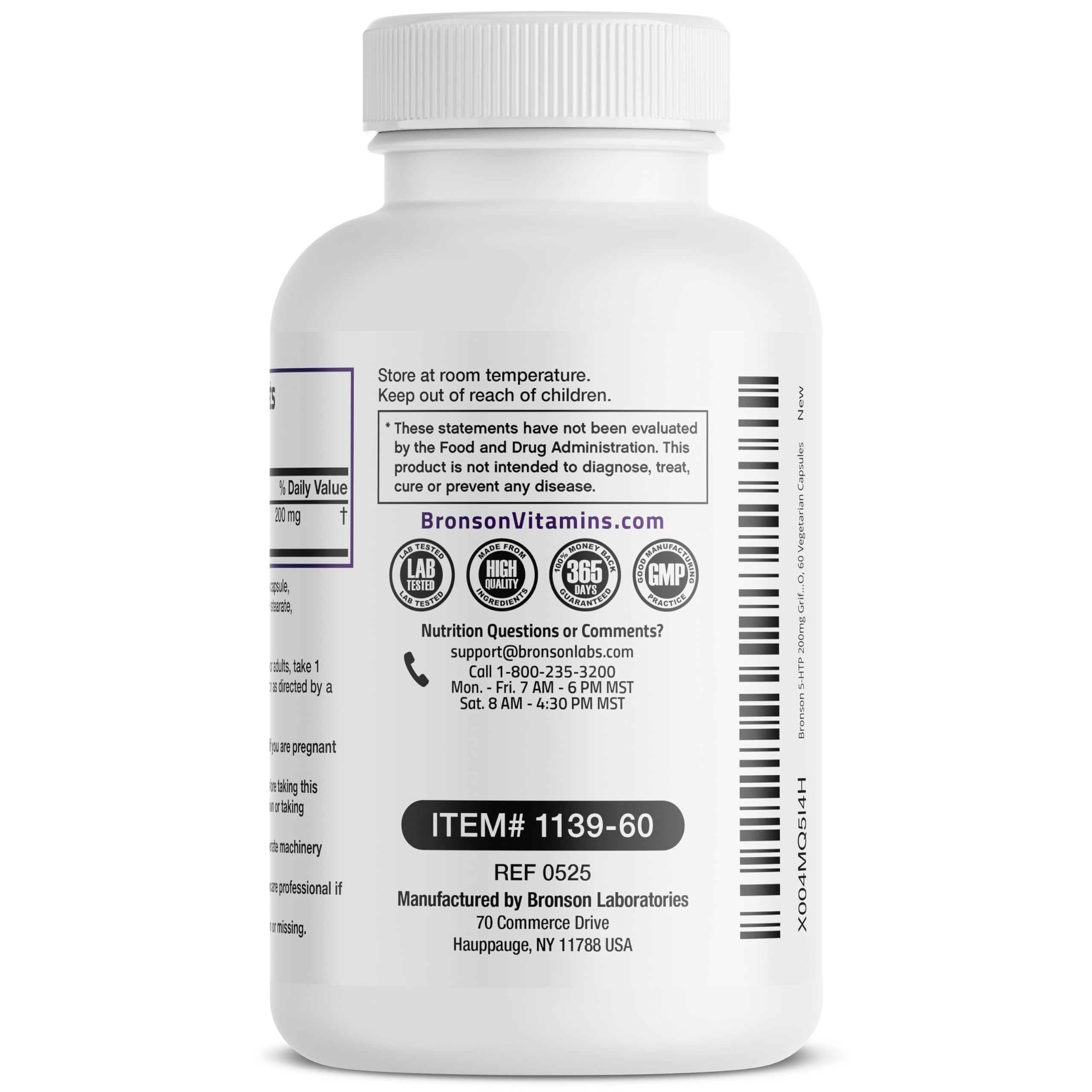 Bronson 5-HTP 200 MG Vegetarian Capsules close-up