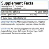 Bronson Alpha Lipoic Acid 600 MG vegan capsules with measuring spoon