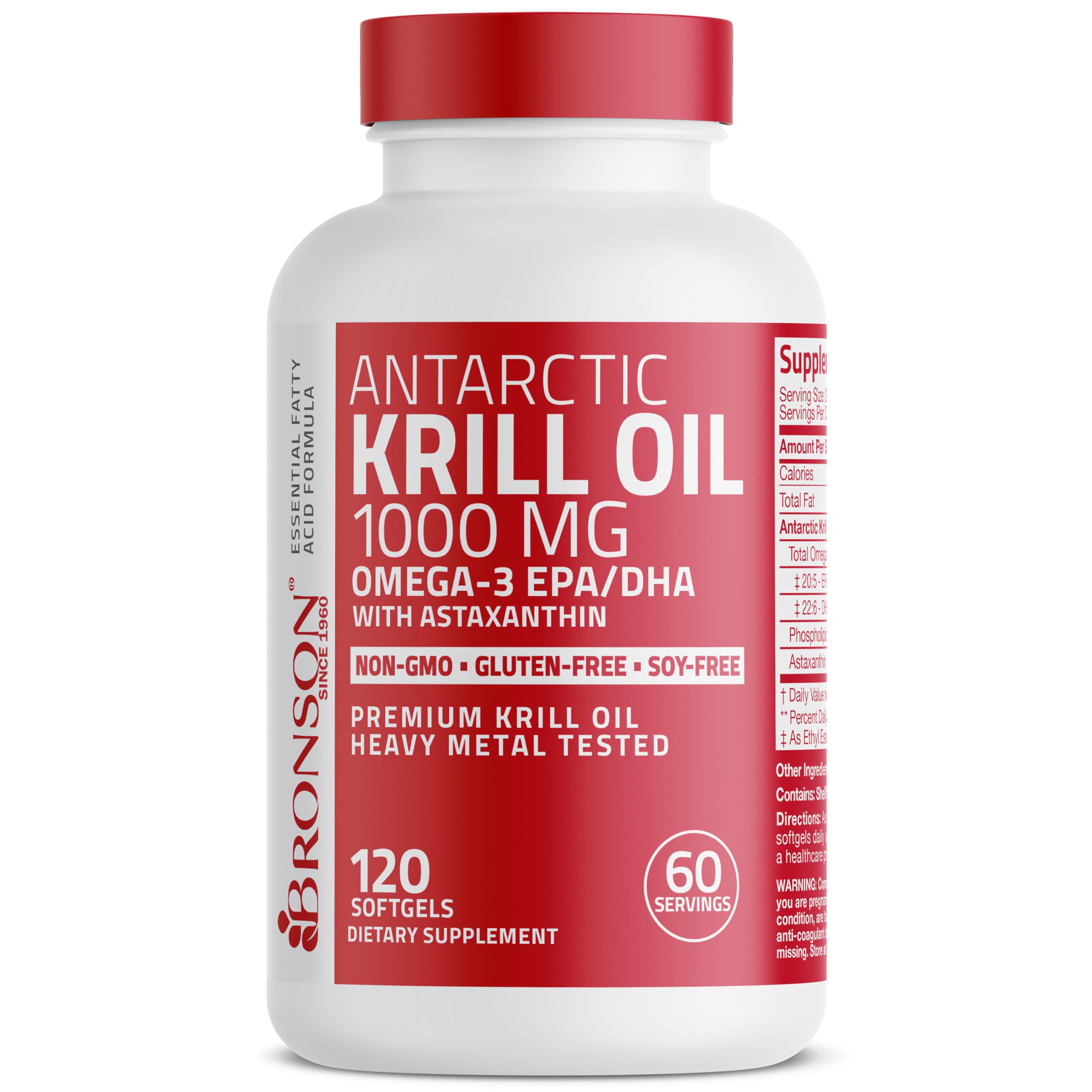 Bronson Antarctic Krill Oil 1000mg softgels ingredients list