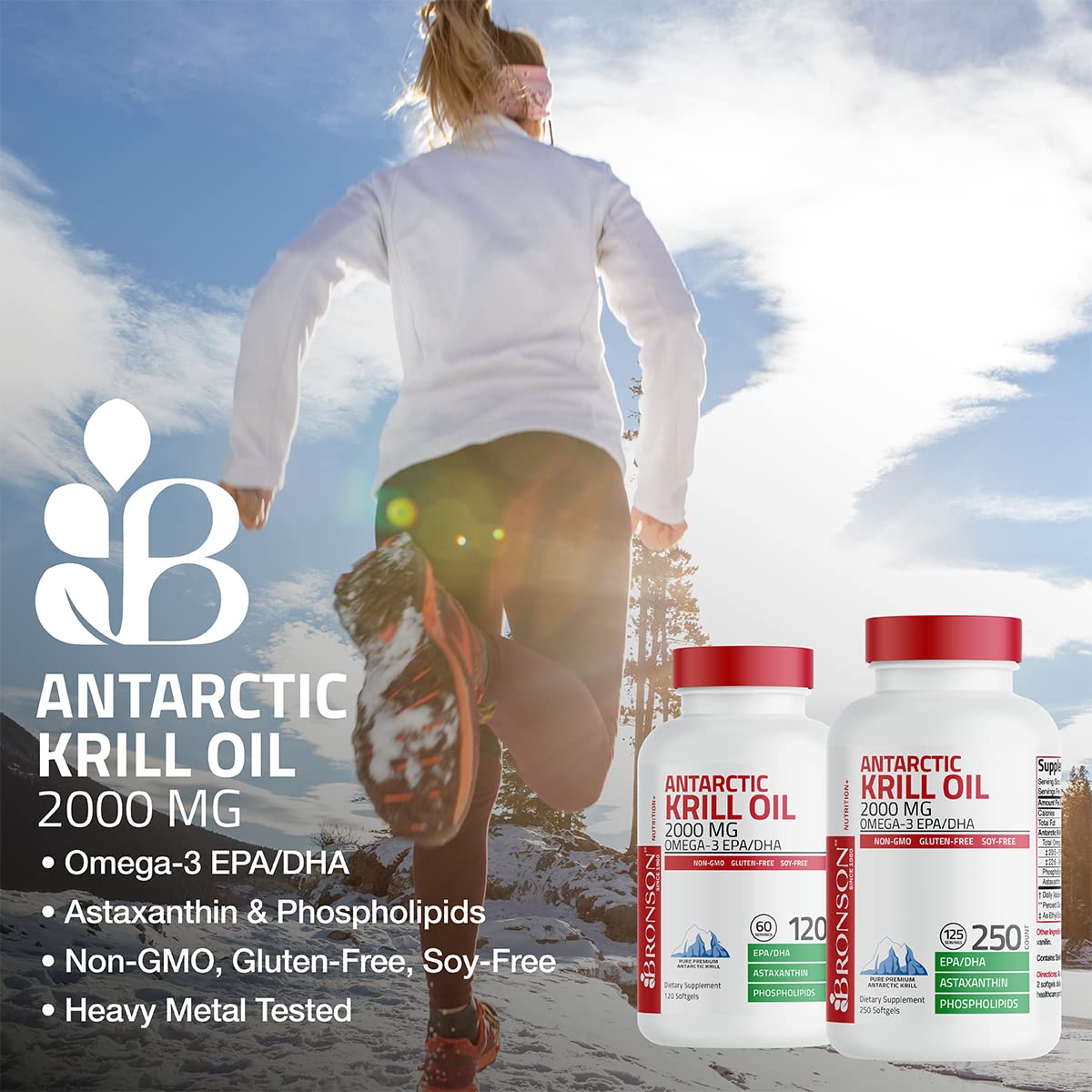 Bronson Antarctic Krill Oil 2000mg softgels back label