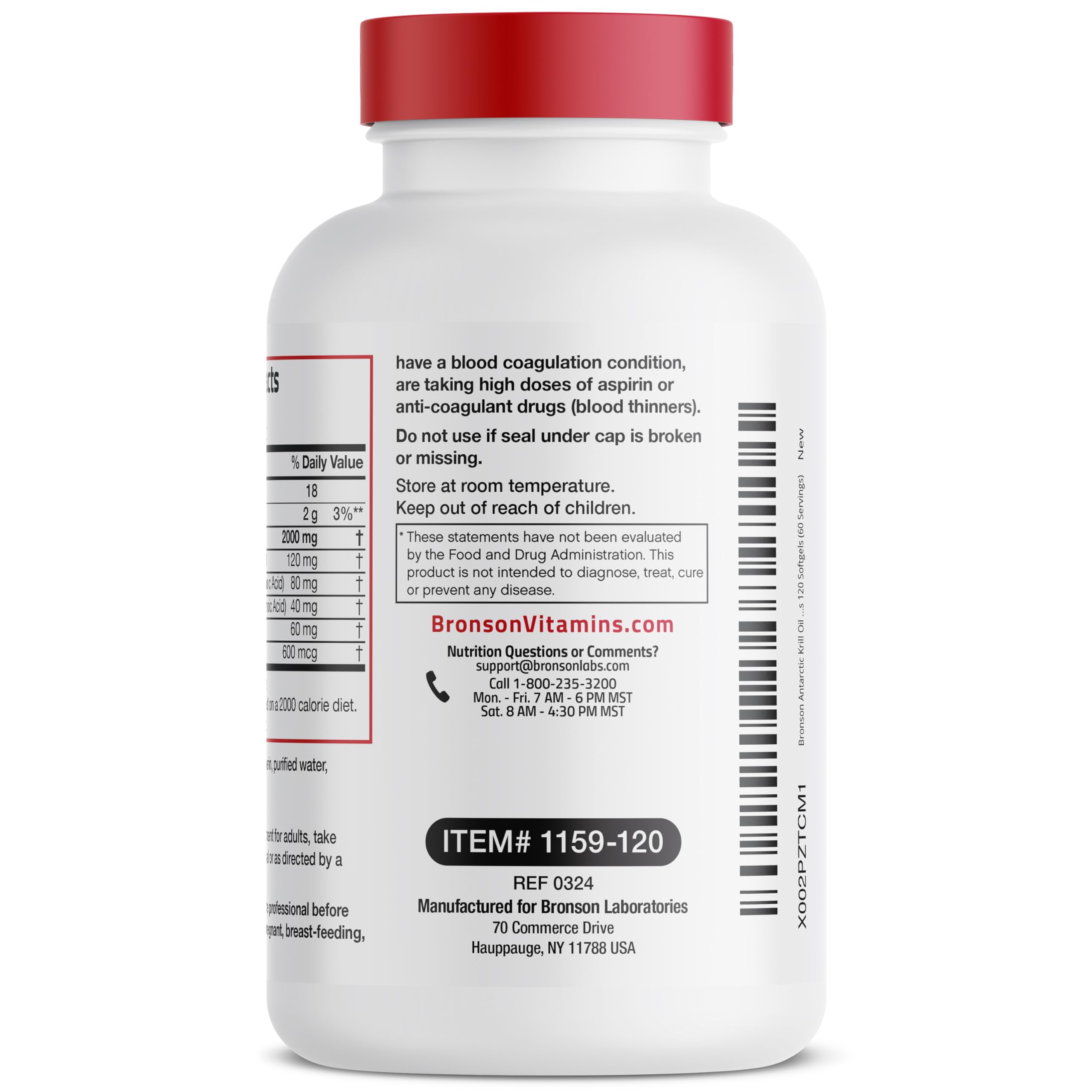 Bronson Antarctic Krill Oil bottle with softgels spilling out