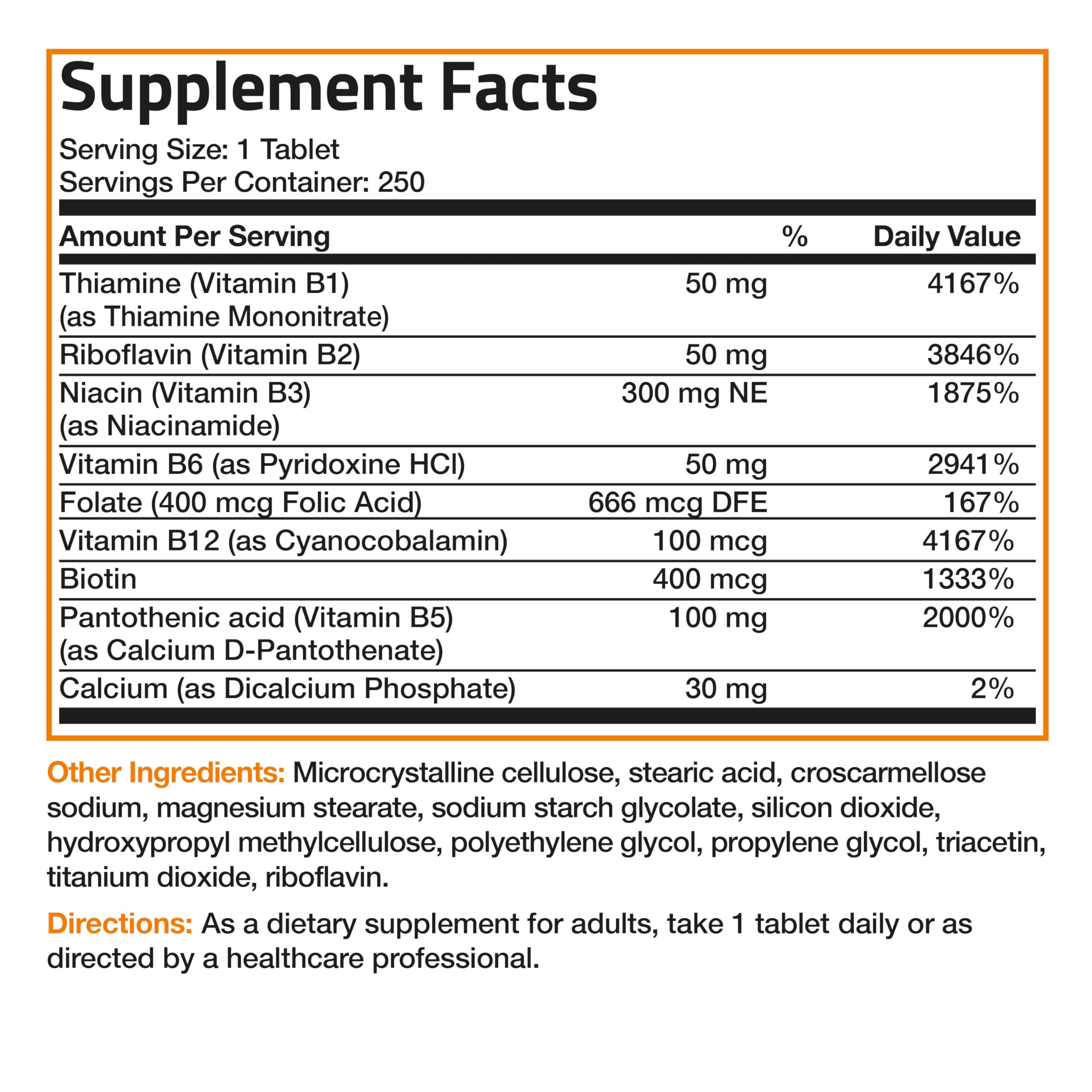 Bronson B-Complex Vitamins 300g ingredients list