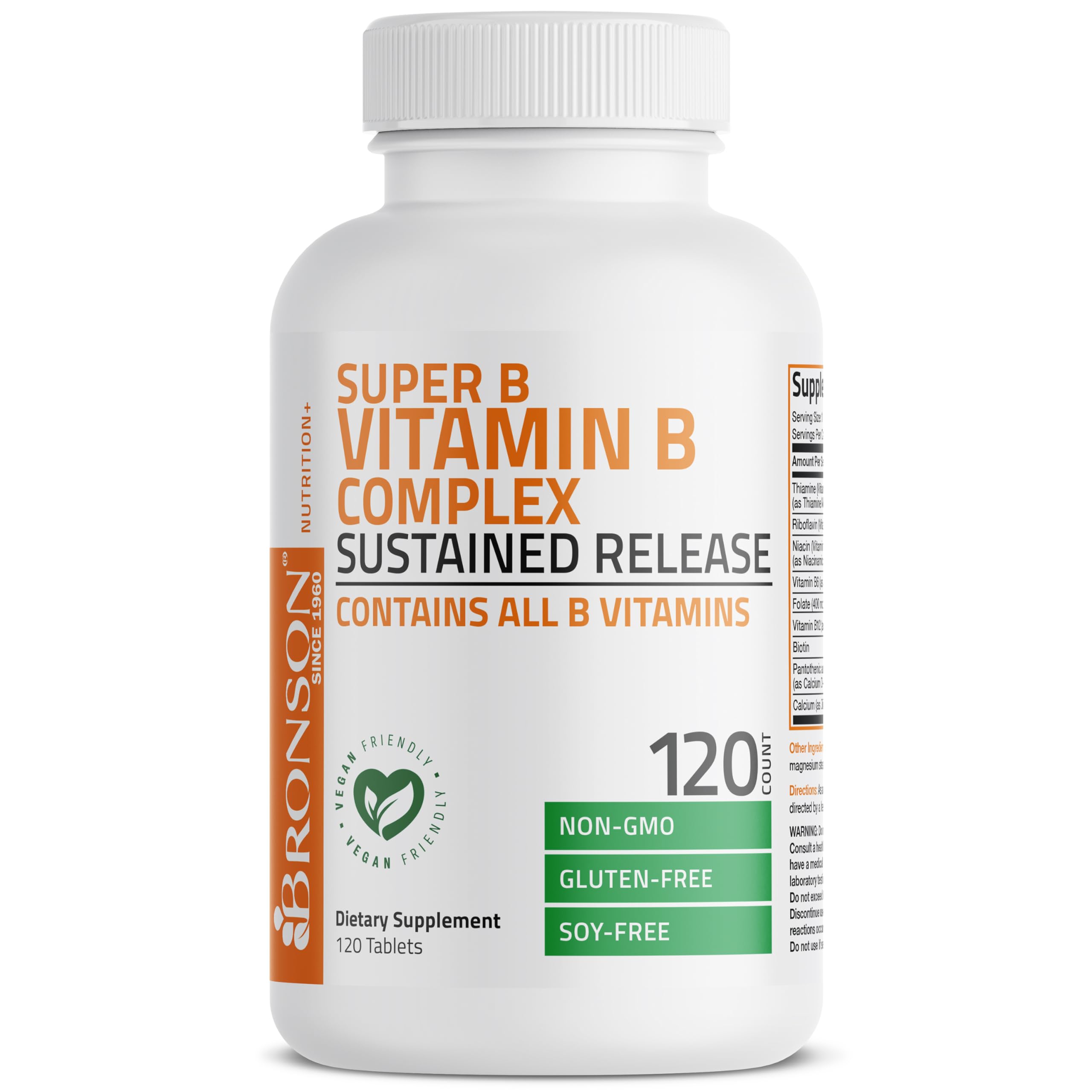 Bronson B-Complex Vitamins 60 Tablets side view