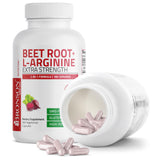 Bronson Beet Root + L-Arginine 2000mg capsules on a wooden table