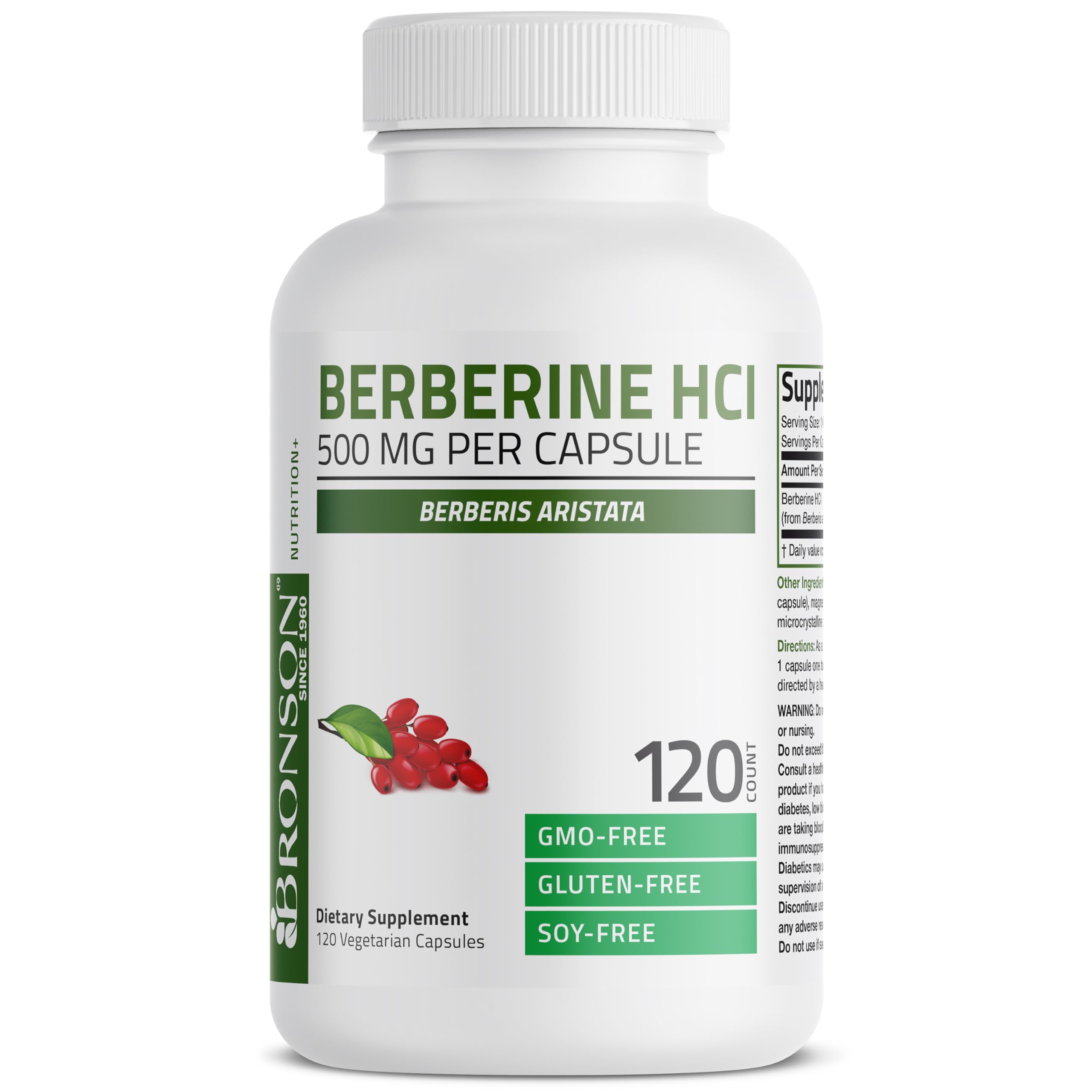 Bronson Berberine HCl 500mg vegetarian capsules close-up