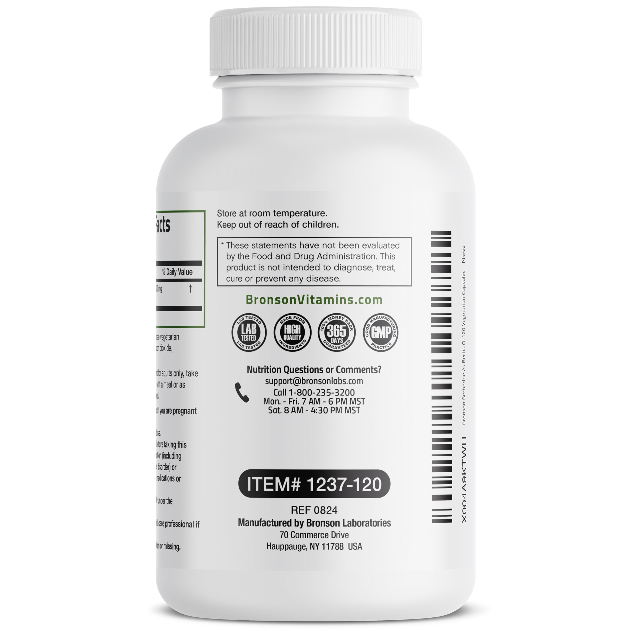 Bronson Berberine HCl 500mg vegetarian capsules with a measuring spoon