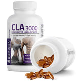 Bronson CLA Softgels displayed with a healthy lifestyle backdrop