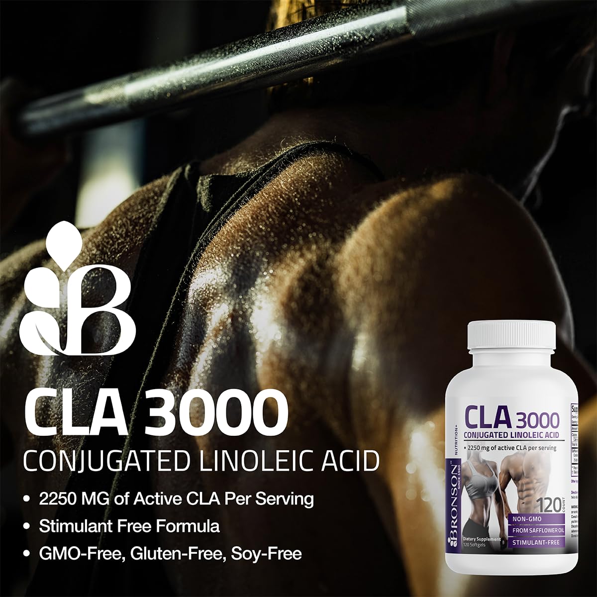 Bronson CLA Softgels ingredients list on packaging