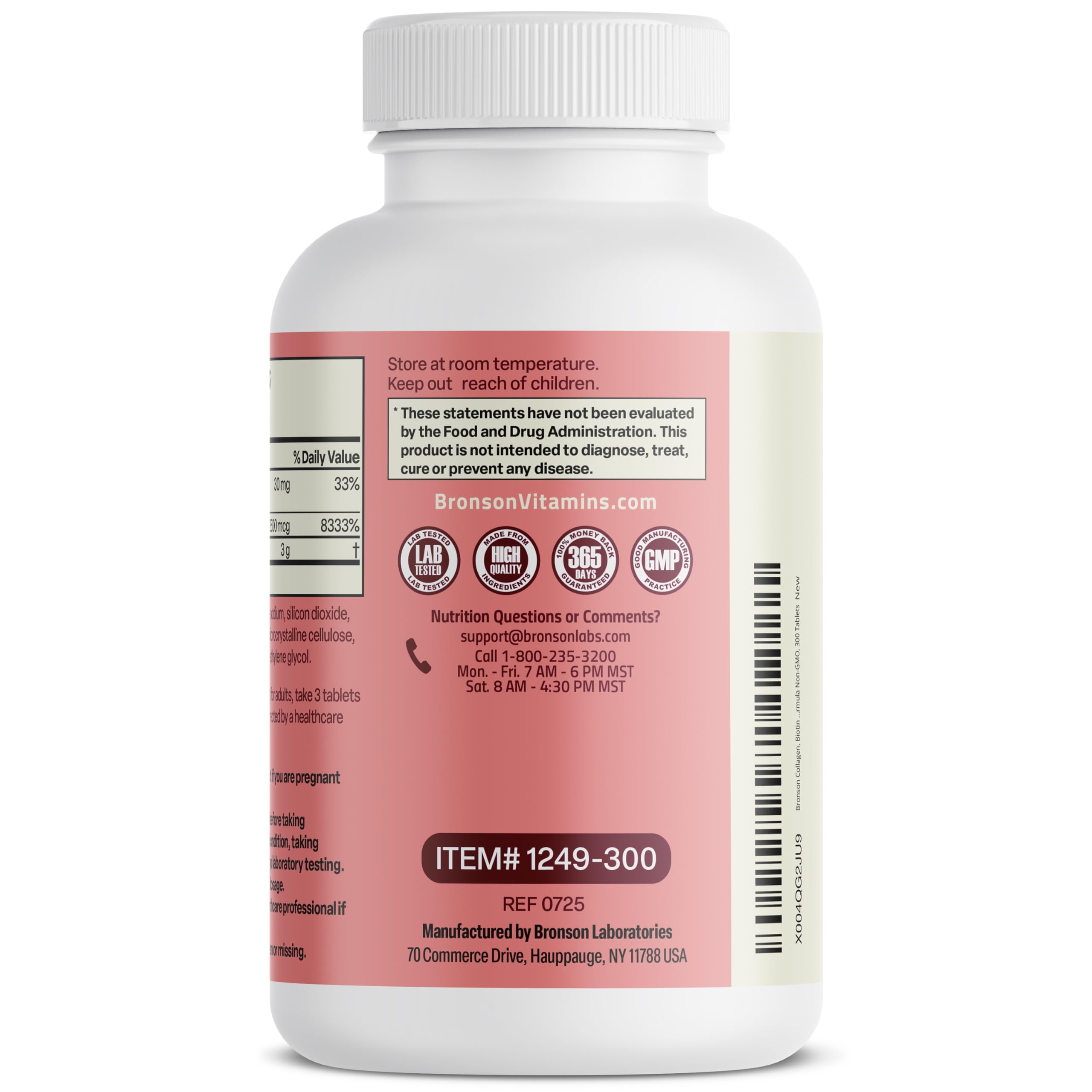 Bronson Collagen Biotin & Vitamin C bottle with a measuring spoon