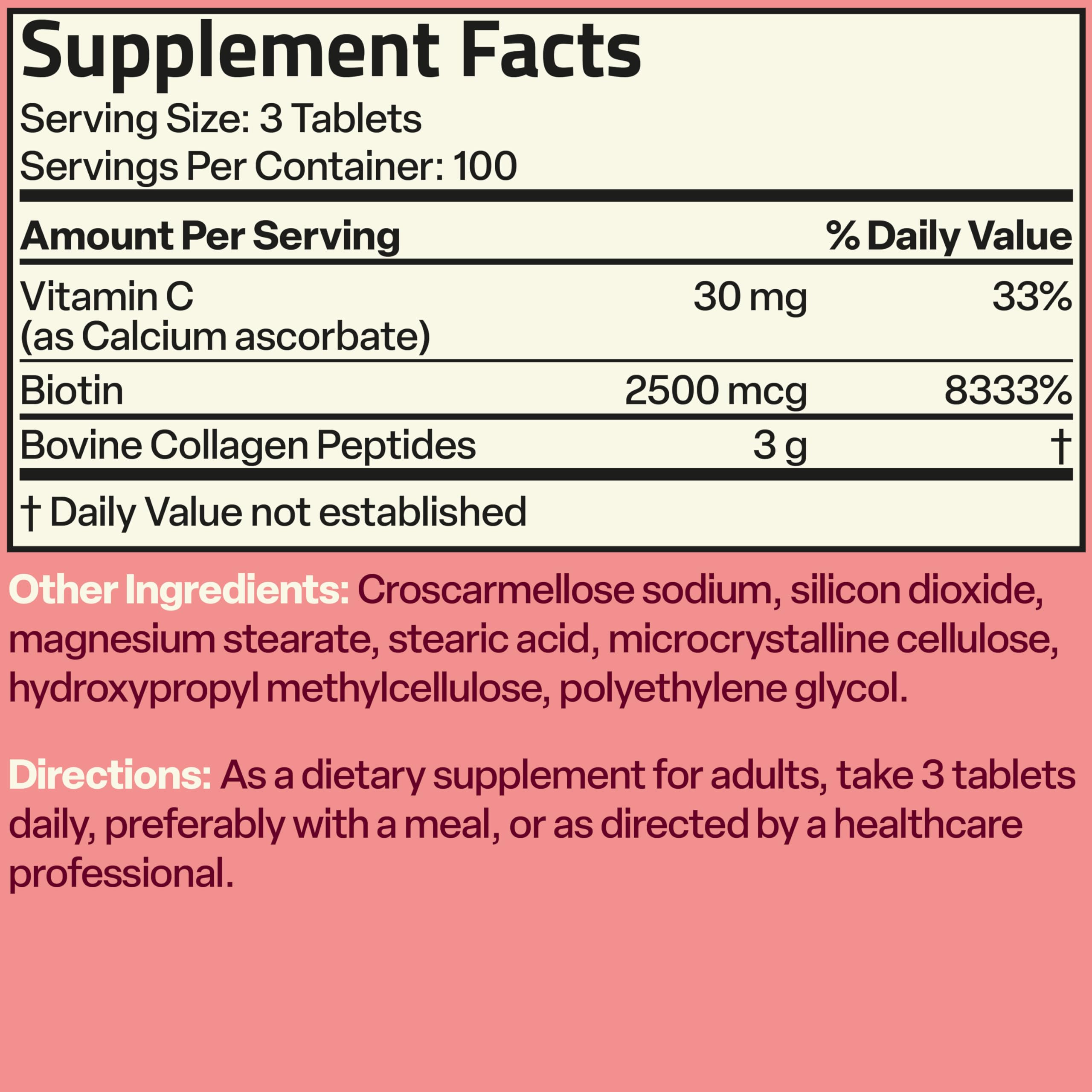 Bronson Collagen Biotin & Vitamin C tablets with lifestyle background