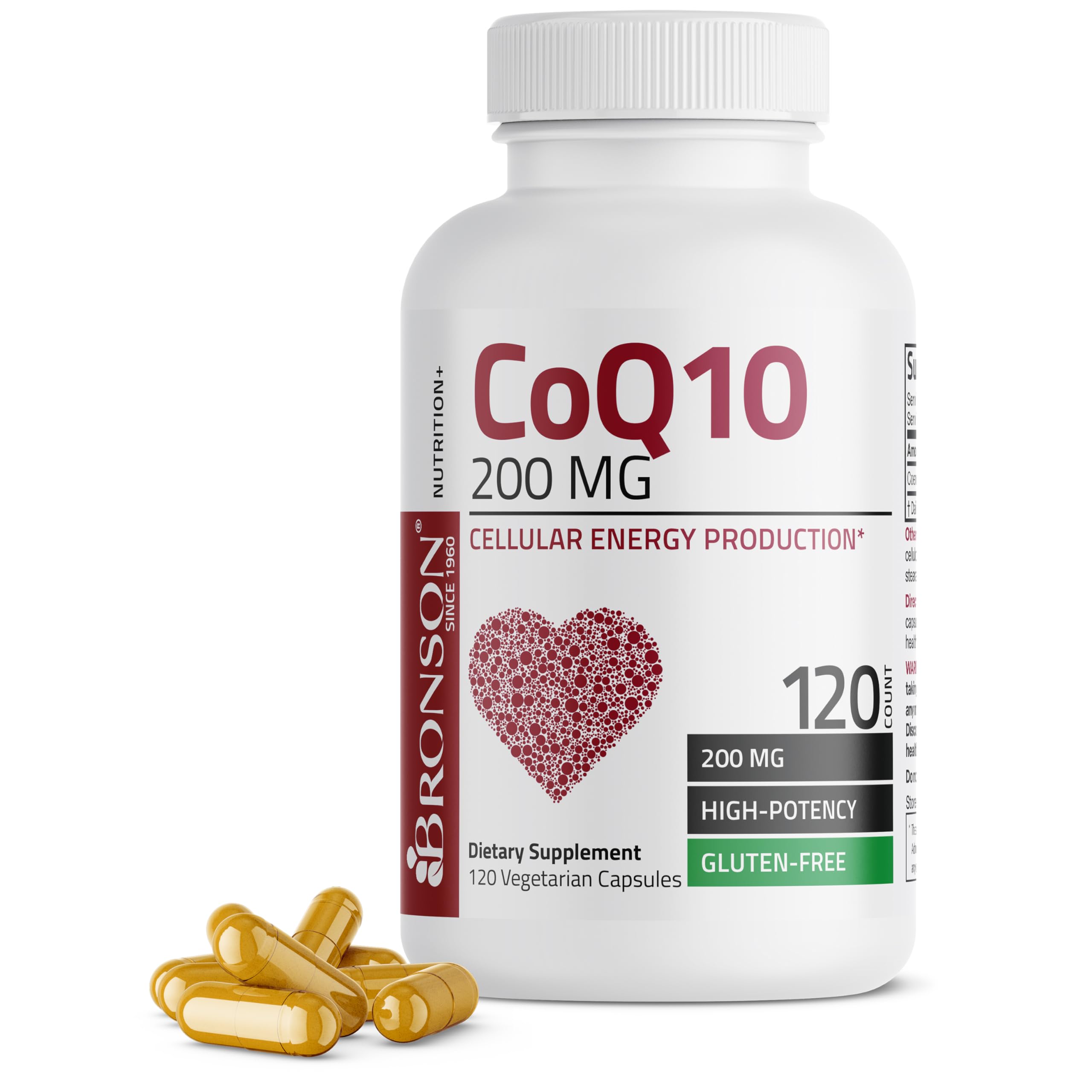 Bronson CoQ10 200mg vegetarian capsules front view