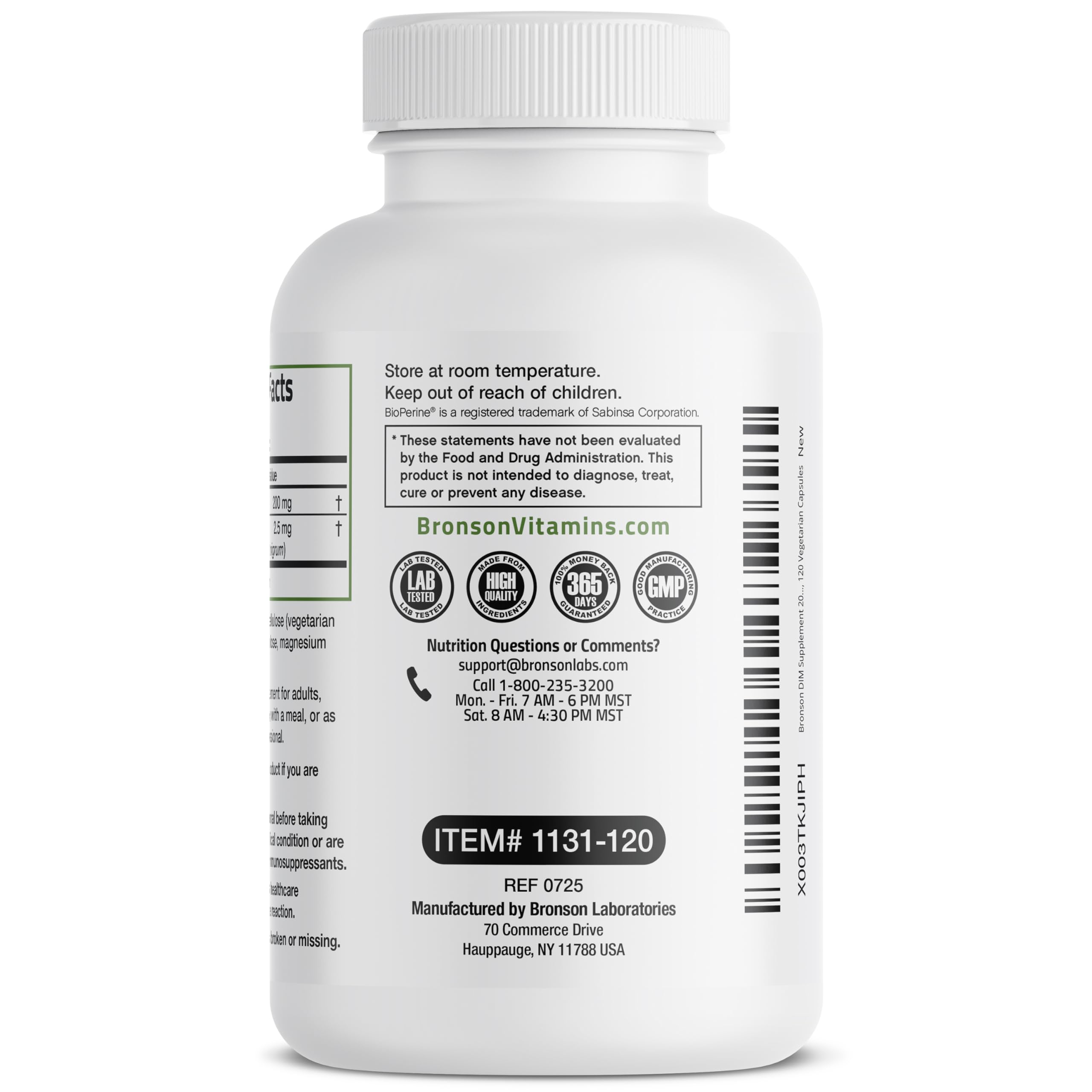 Bronson DIM Supplement 200 MG with BioPerine ingredients list