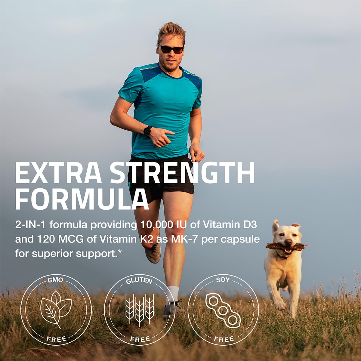 Bronson Extra Strength K2 + D3 10000 IU capsules packaging