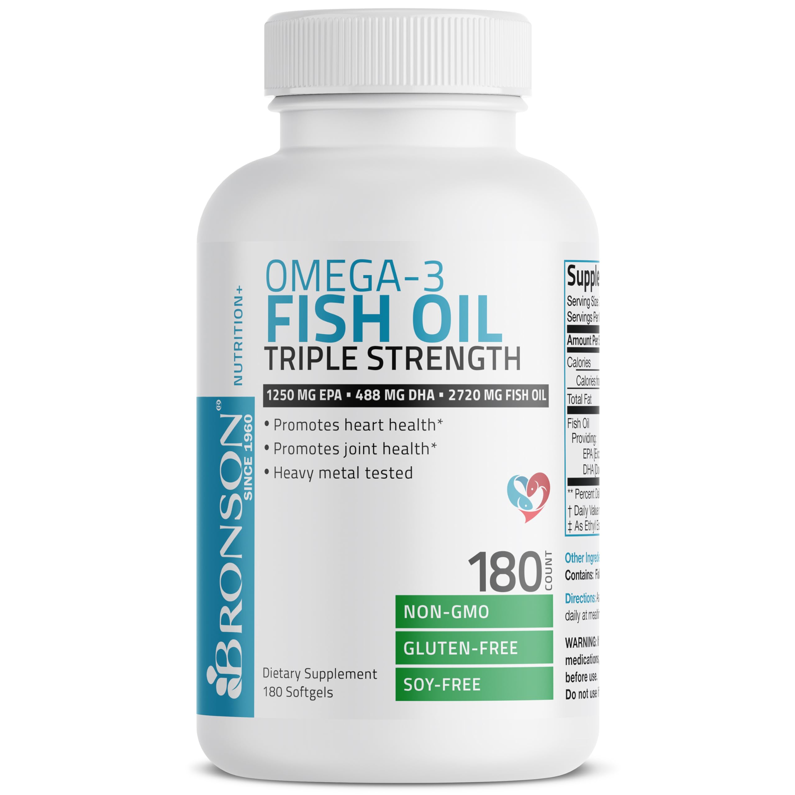 Bronson Fish Oil bottle with nutritional information