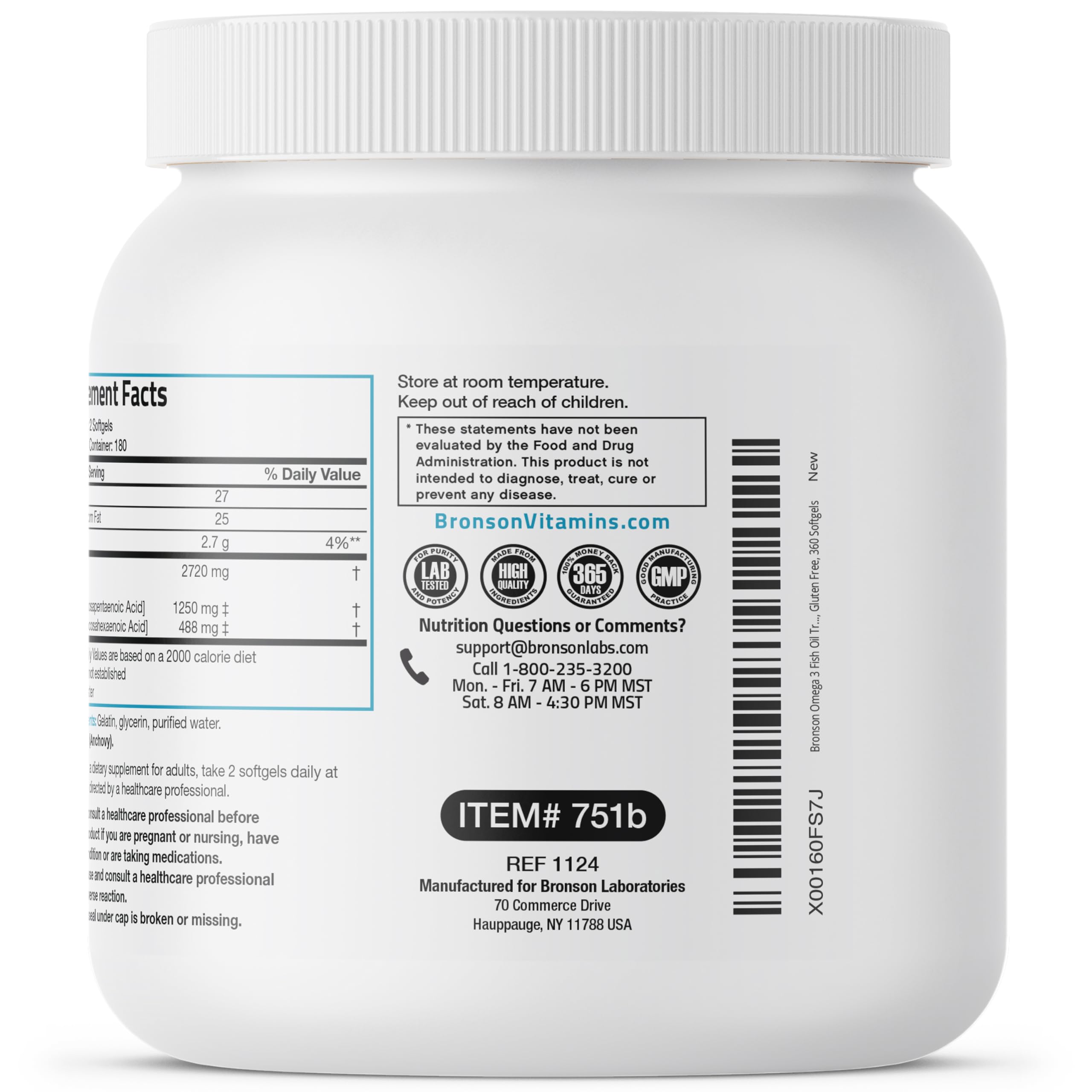 Bronson Fish Oil Supplement 757g packaging details