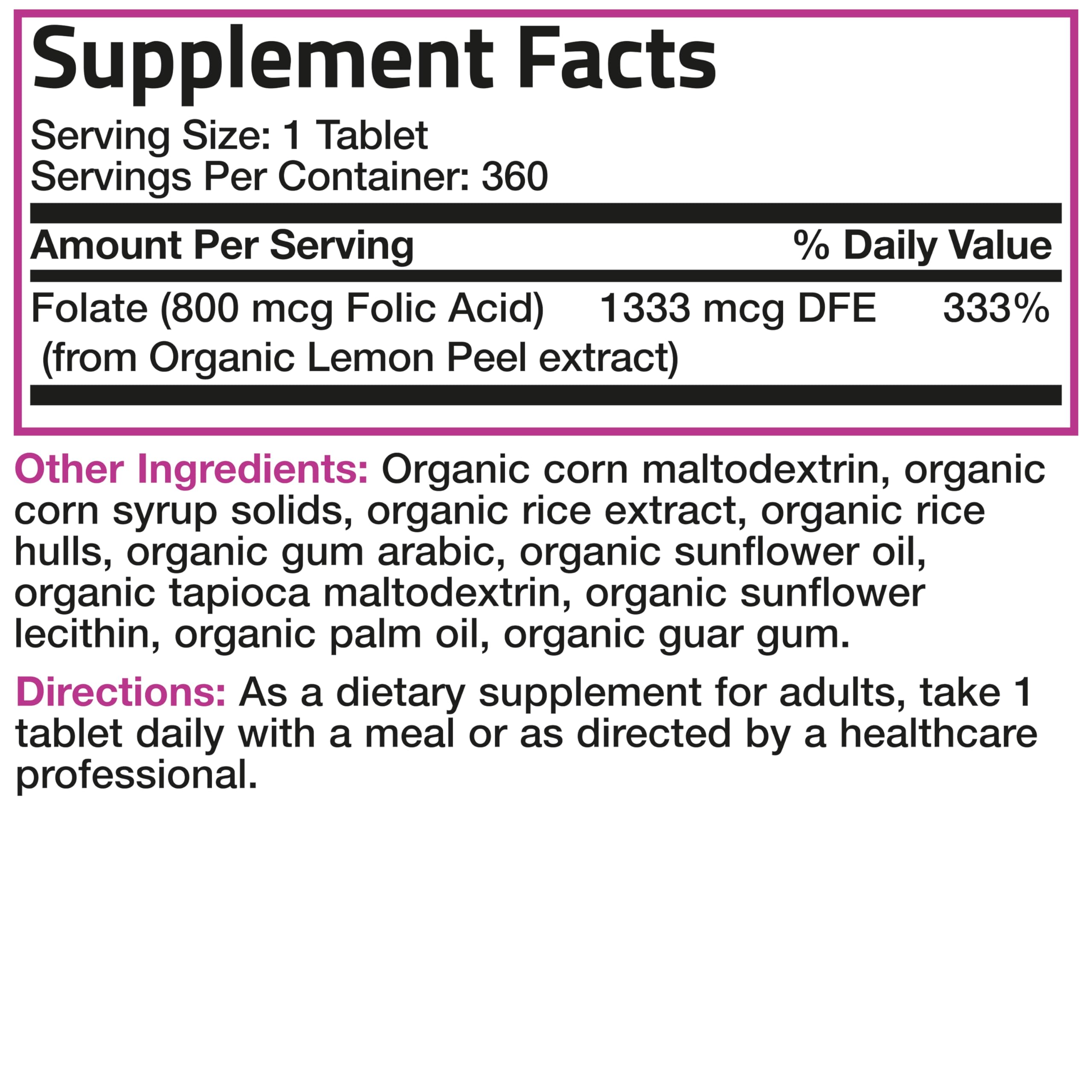 Bronson Folic Acid 800 mcg supplement with measuring spoon