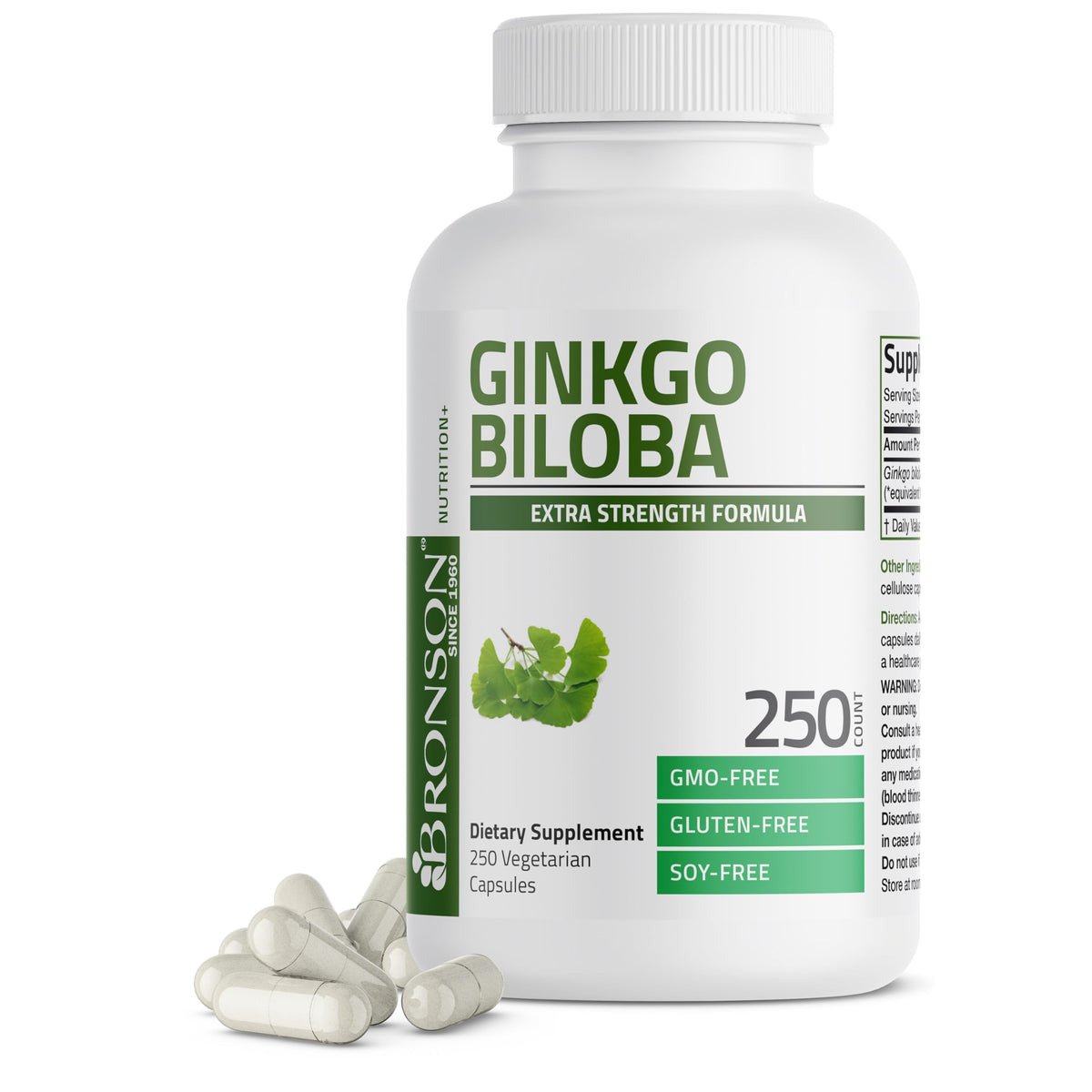 Bronson Ginkgo Biloba 125g front view of the bottle