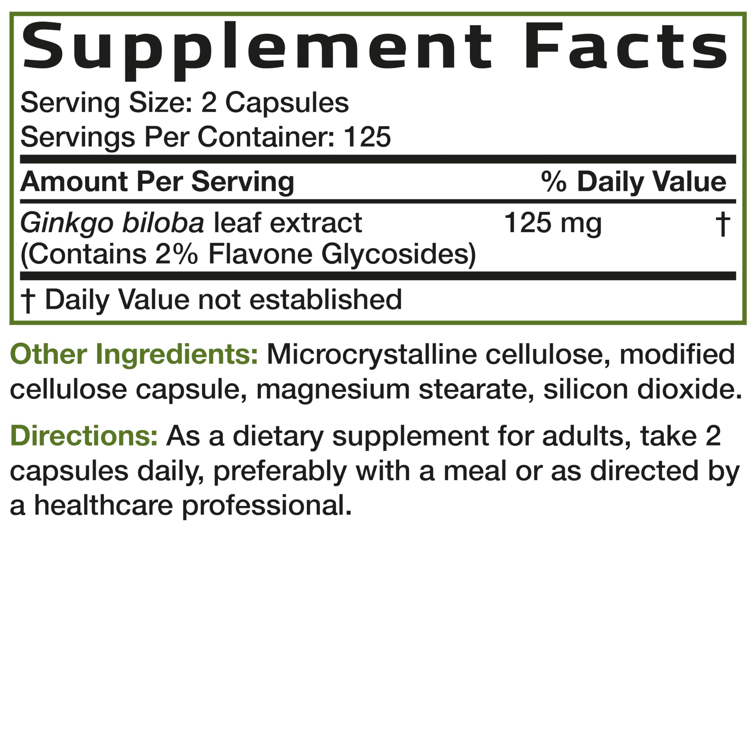 Bronson Ginkgo Biloba 125g with a measuring spoon for dosage