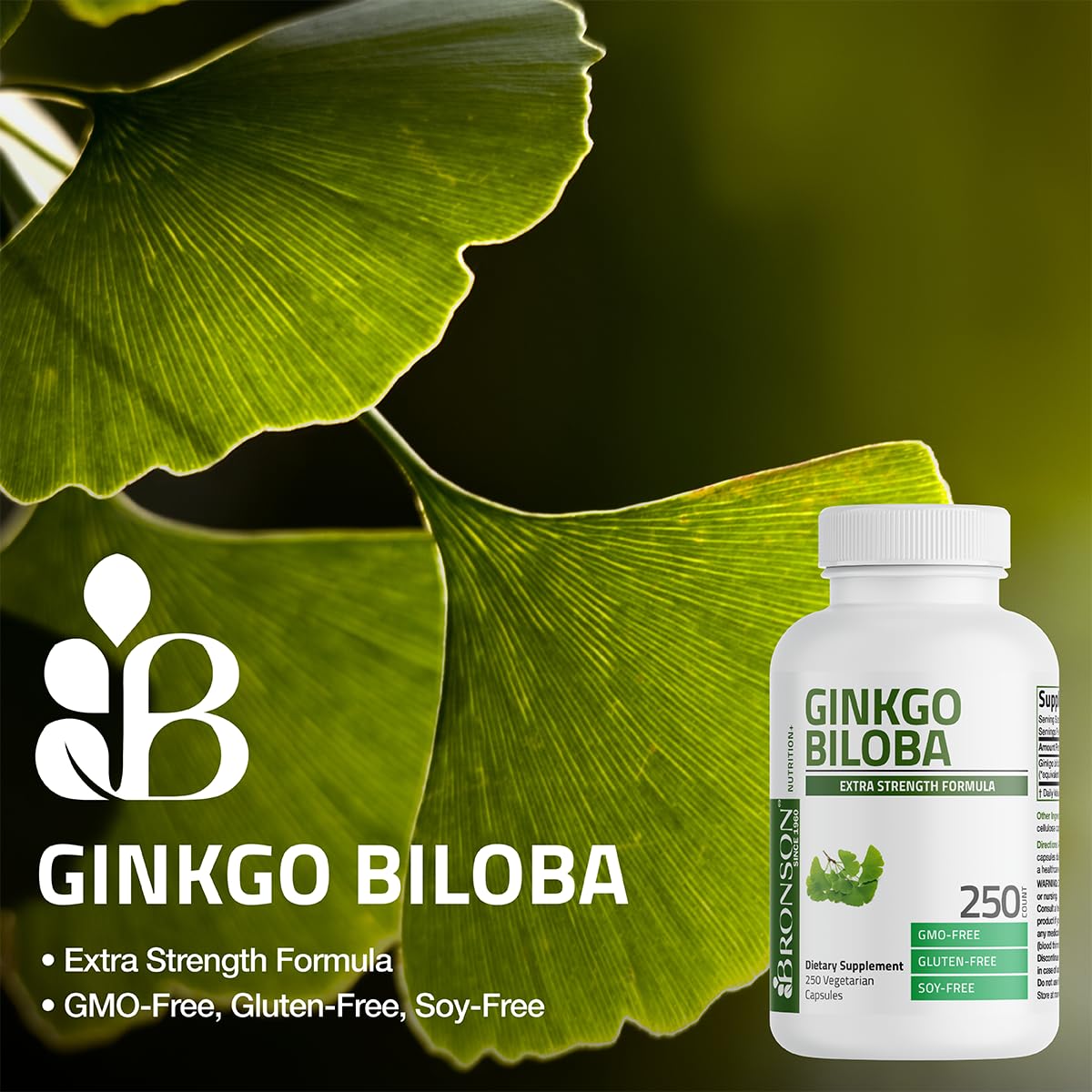 Bronson Ginkgo Biloba capsules close-up