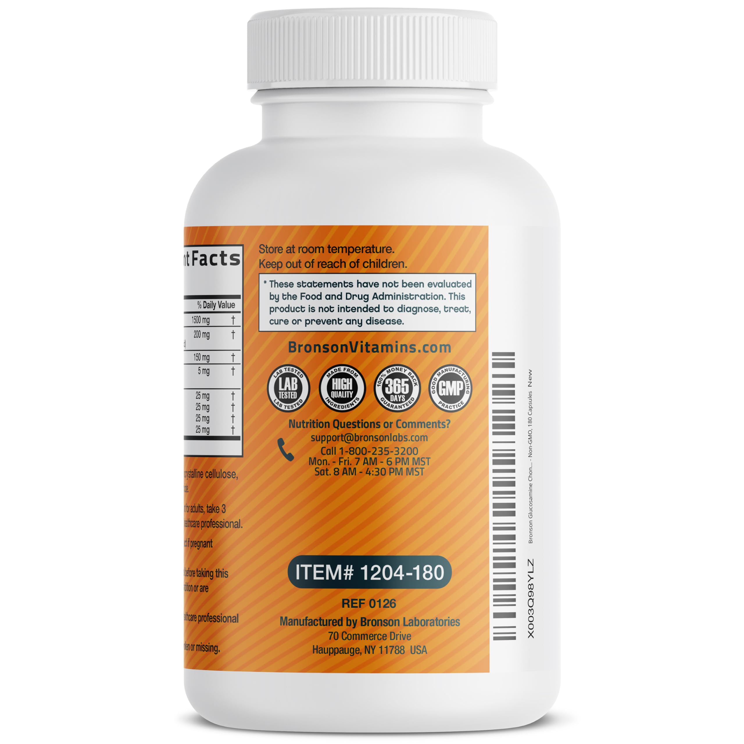 Bronson Glucosamine Chondroitin Turmeric & MSM bottle on a table