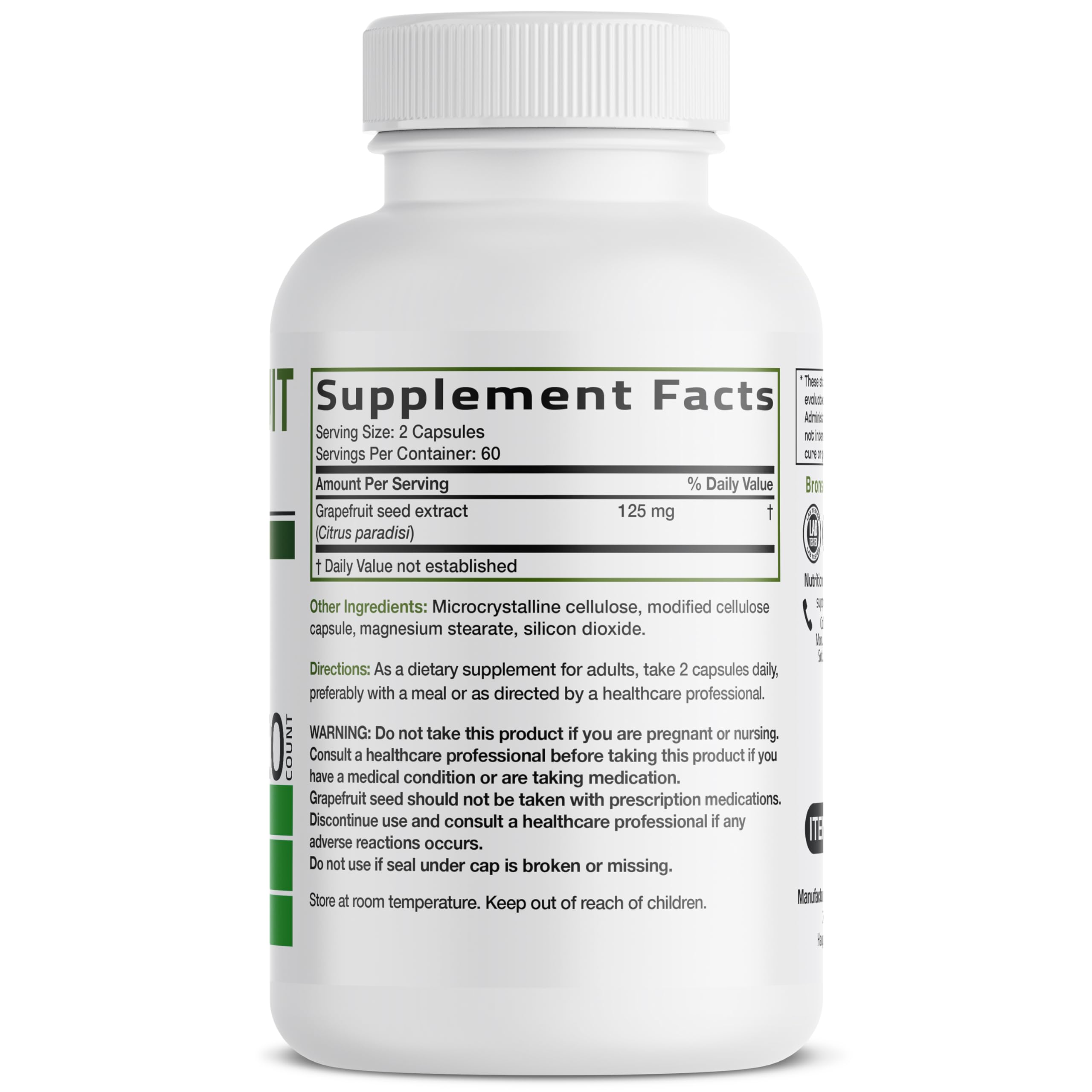 Bronson Grapefruit Seed Extract bottle with label
