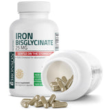 Bronson Iron Bisglycinate 25mg vegetarian capsules close-up
