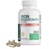 Bronson Iron Bisglycinate 25mg vegetarian capsules front view