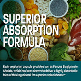 Bronson Iron Bisglycinate 25mg vegetarian capsules on a wooden table