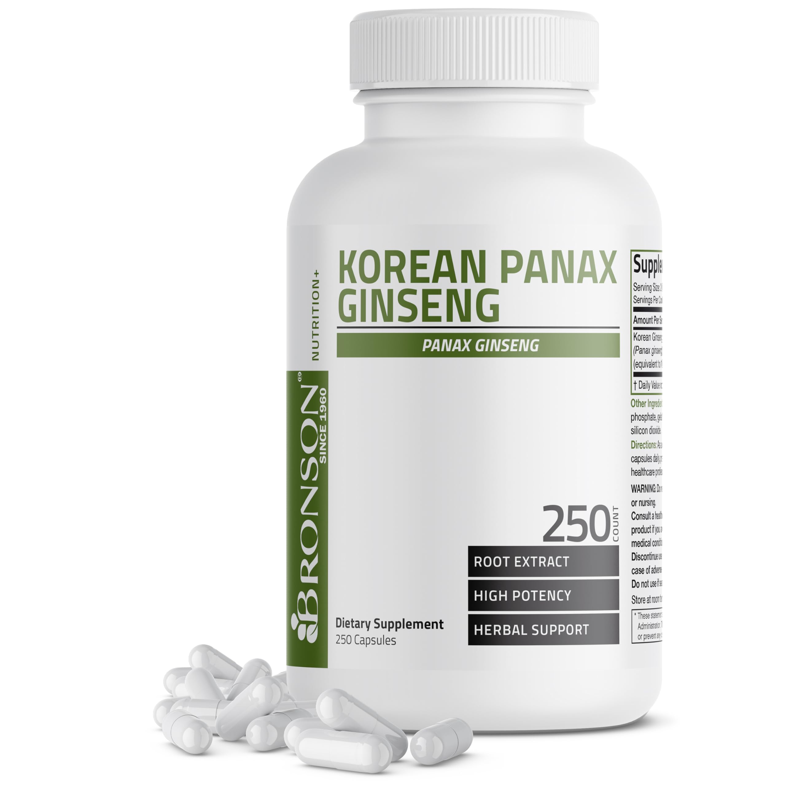 Bronson Korean Panax Ginseng 1000mg capsules front view