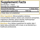 Bronson L-Lysine Extra Strength 1000 MG Vegetarian Tablets on a wooden table