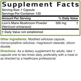 Bronson Lion's Mane Mushroom 500MG capsules with fresh mushrooms