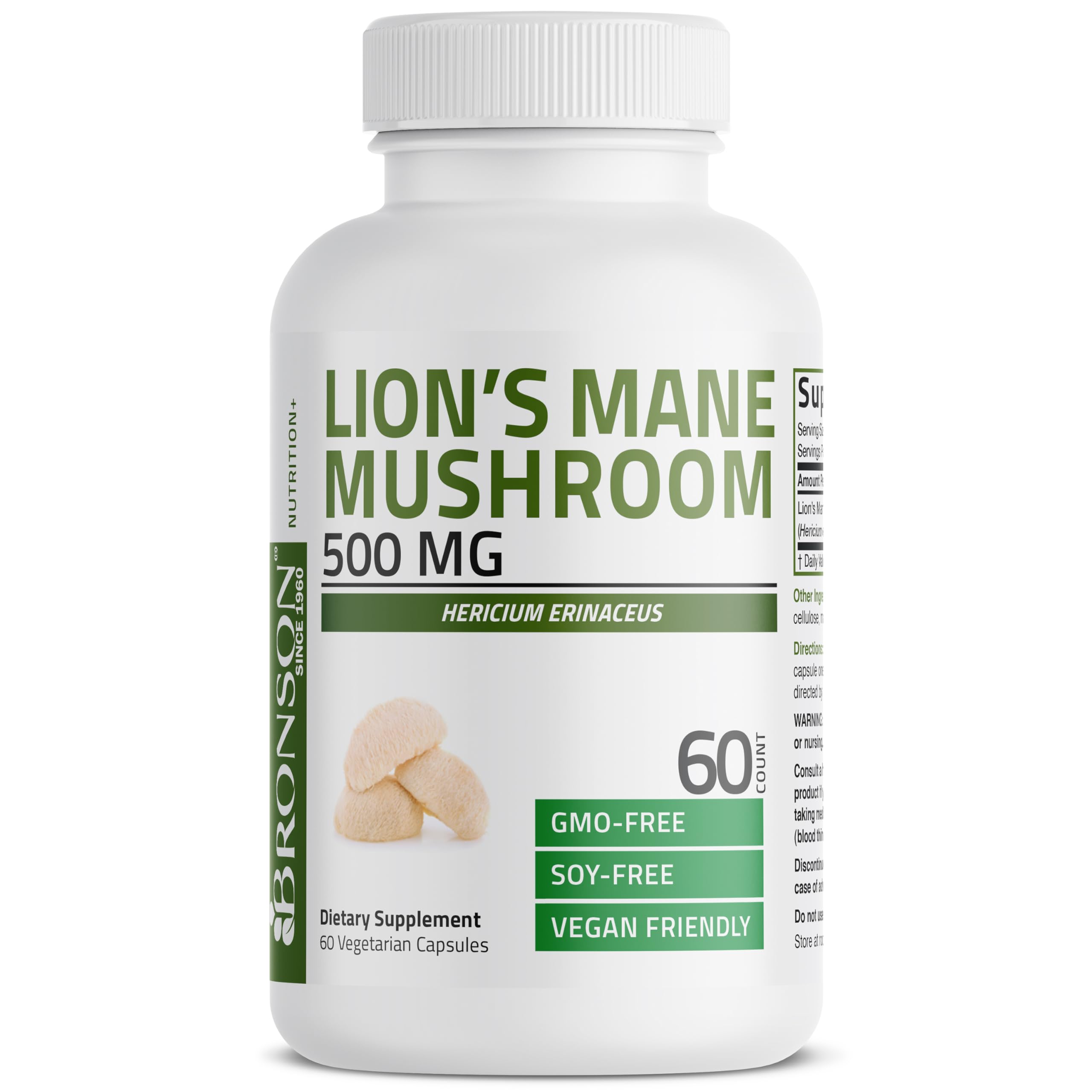 Bronson Lion's Mane Mushroom Capsules 500MG front view