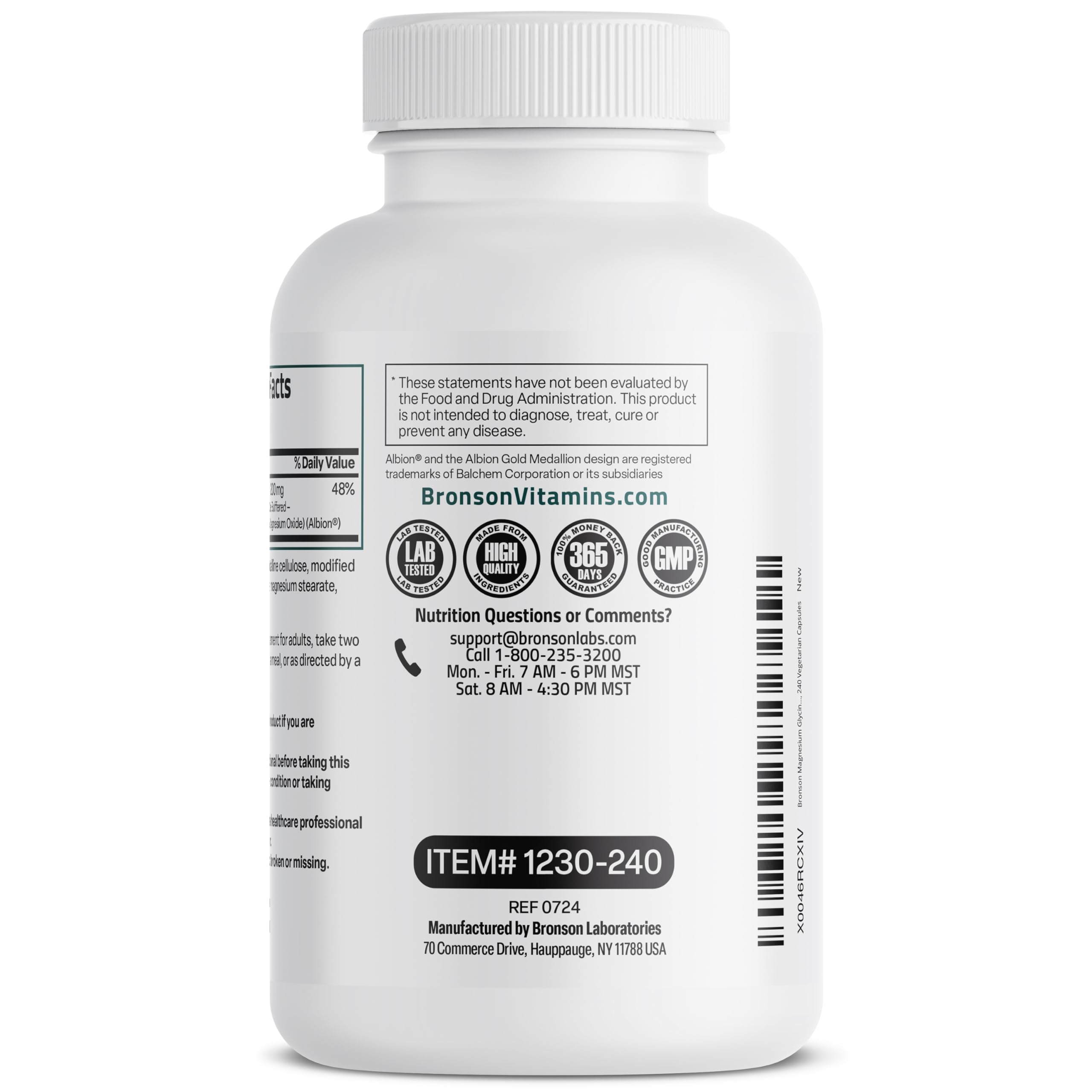 Bronson Magnesium Glycinate Chelate 249g ingredients list