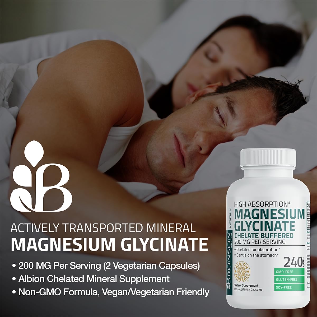 Bronson Magnesium Glycinate Chelate 249g label close-up