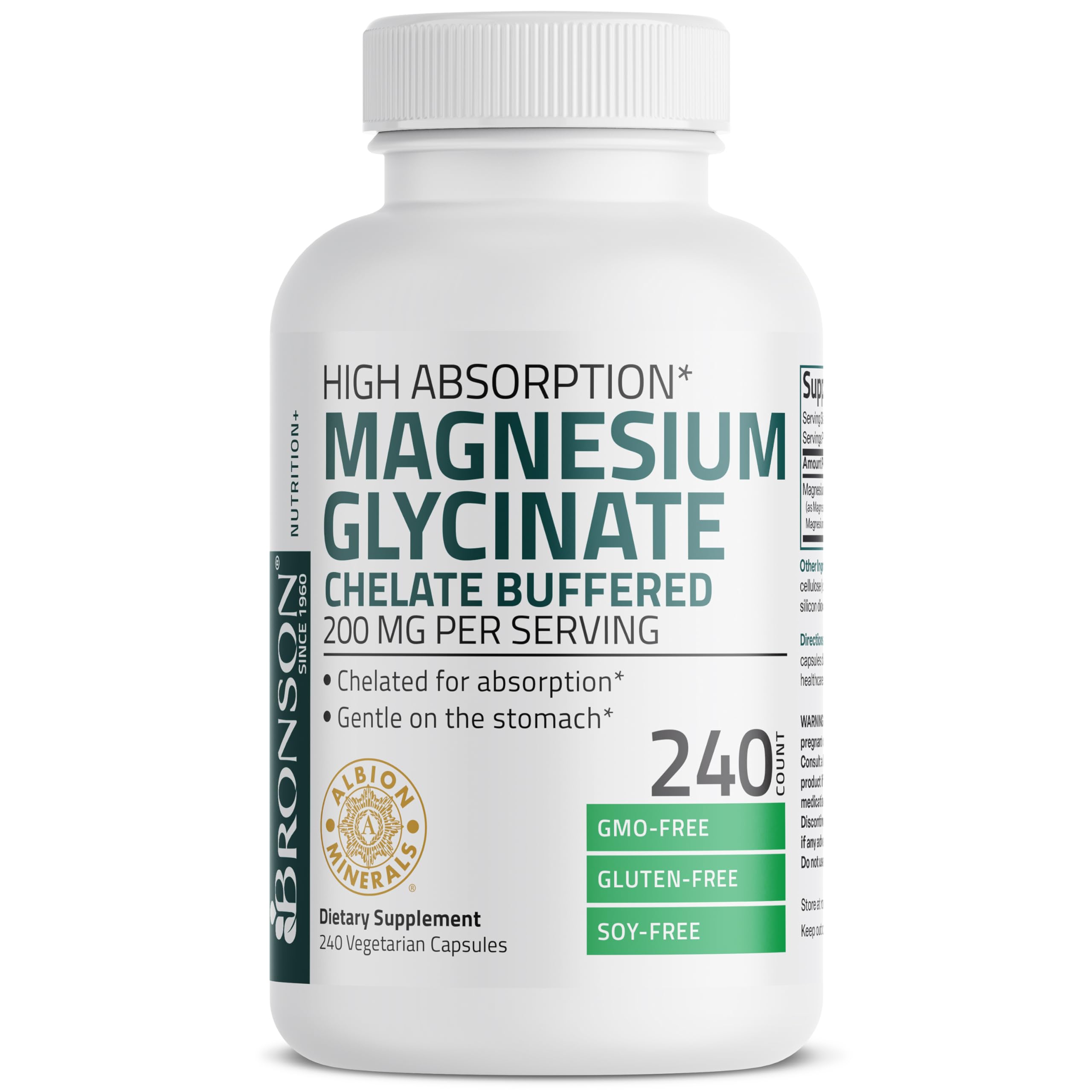 Bronson Magnesium Glycinate Chelate 249g with measuring spoon