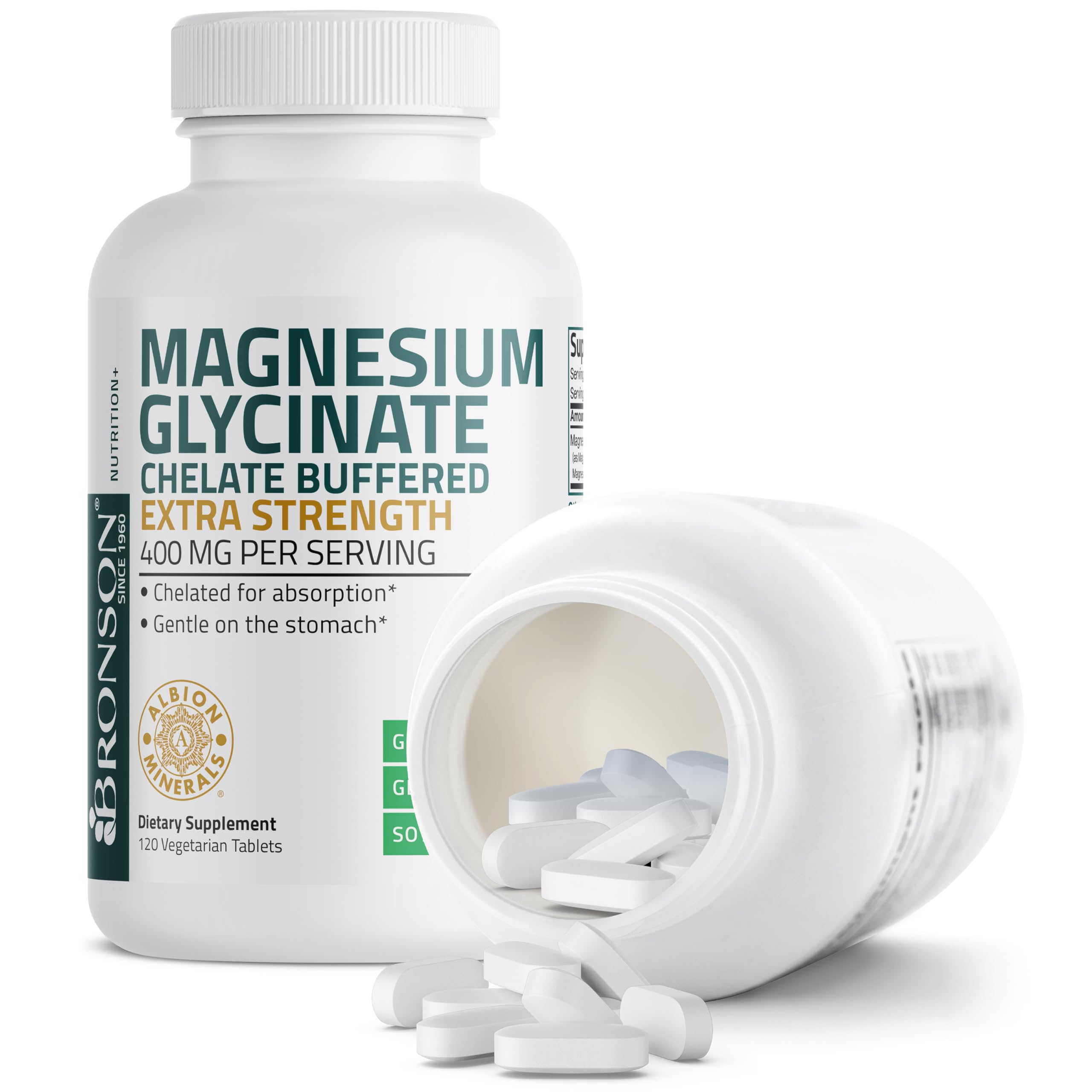 Bronson Magnesium Glycinate Chelate Buffered Extra Strength 400mg ingredients list