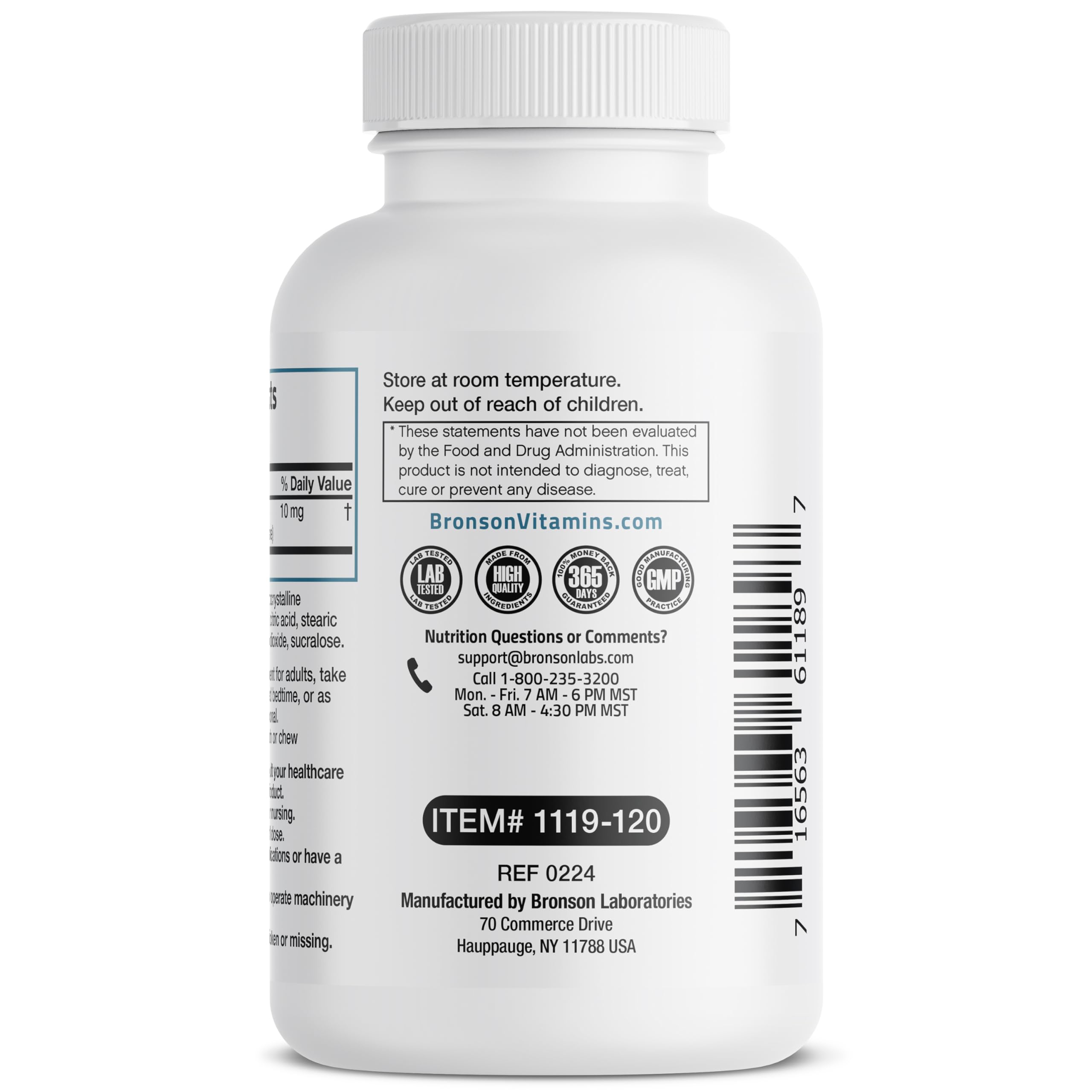 Bronson Melatonin 10 mg Cherry Tablets on a table