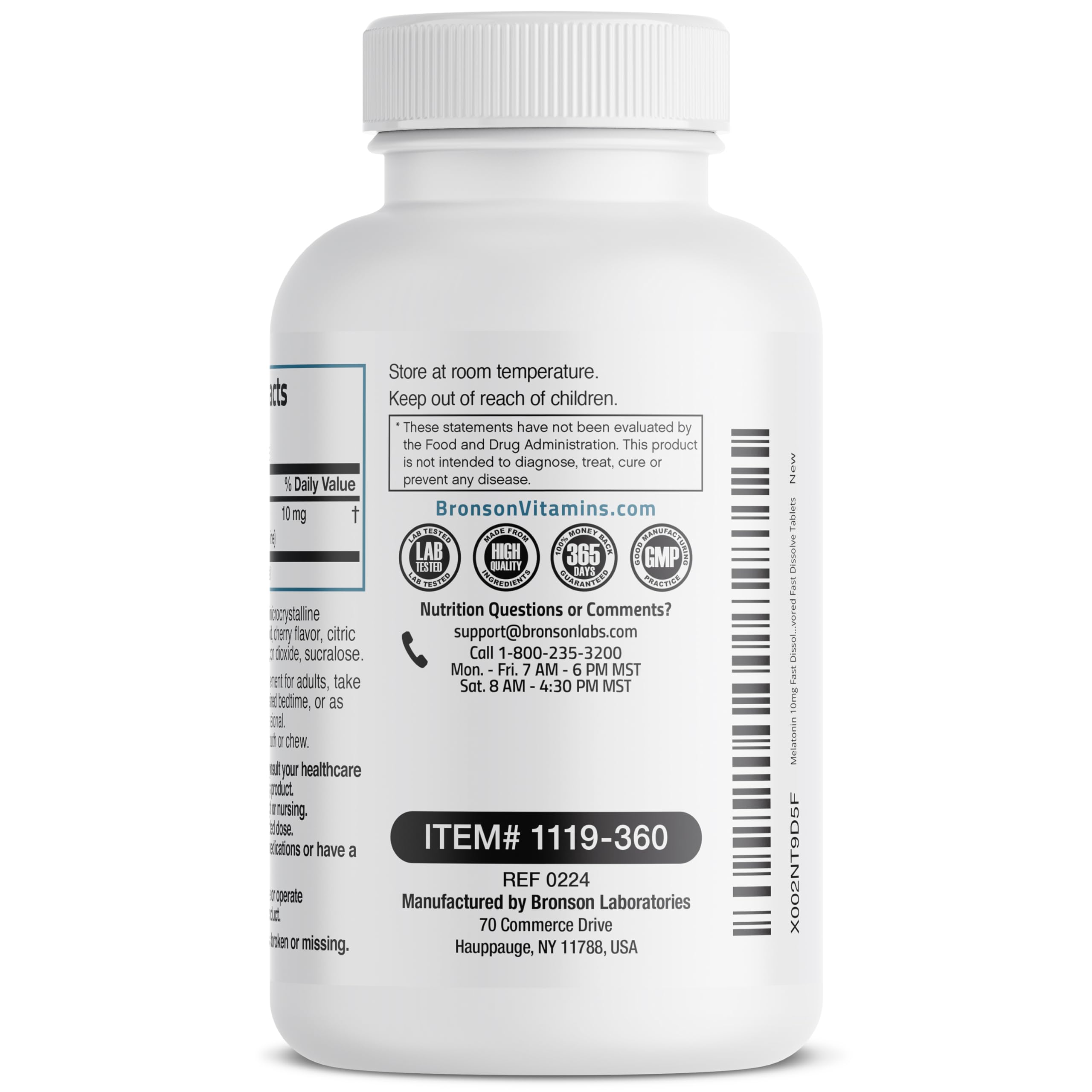 Bronson Melatonin 10 mg Fast Dissolve Cherry Tablets in hand