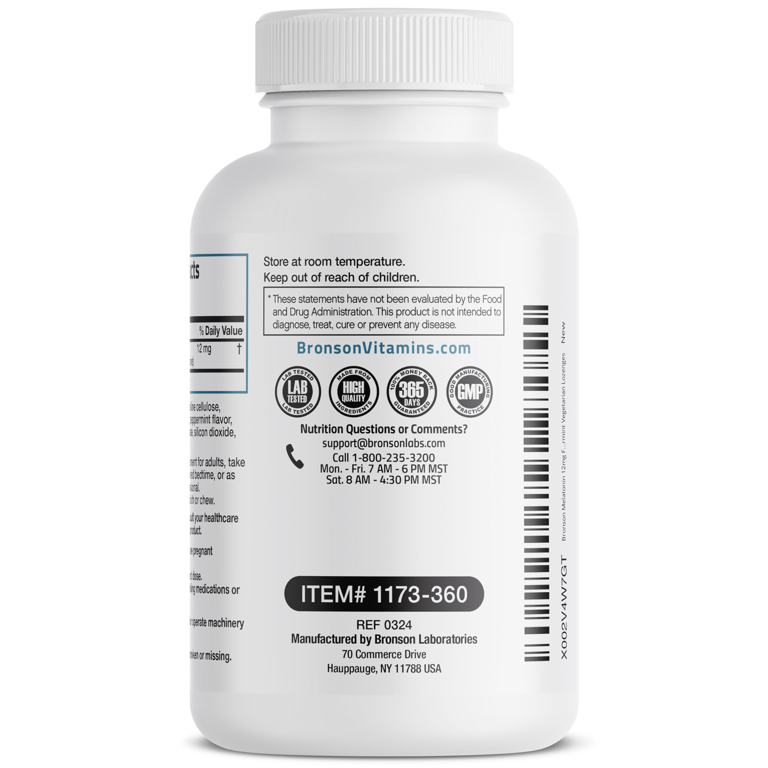 Bronson Melatonin 12 mg Lozenges opened with lozenge visible